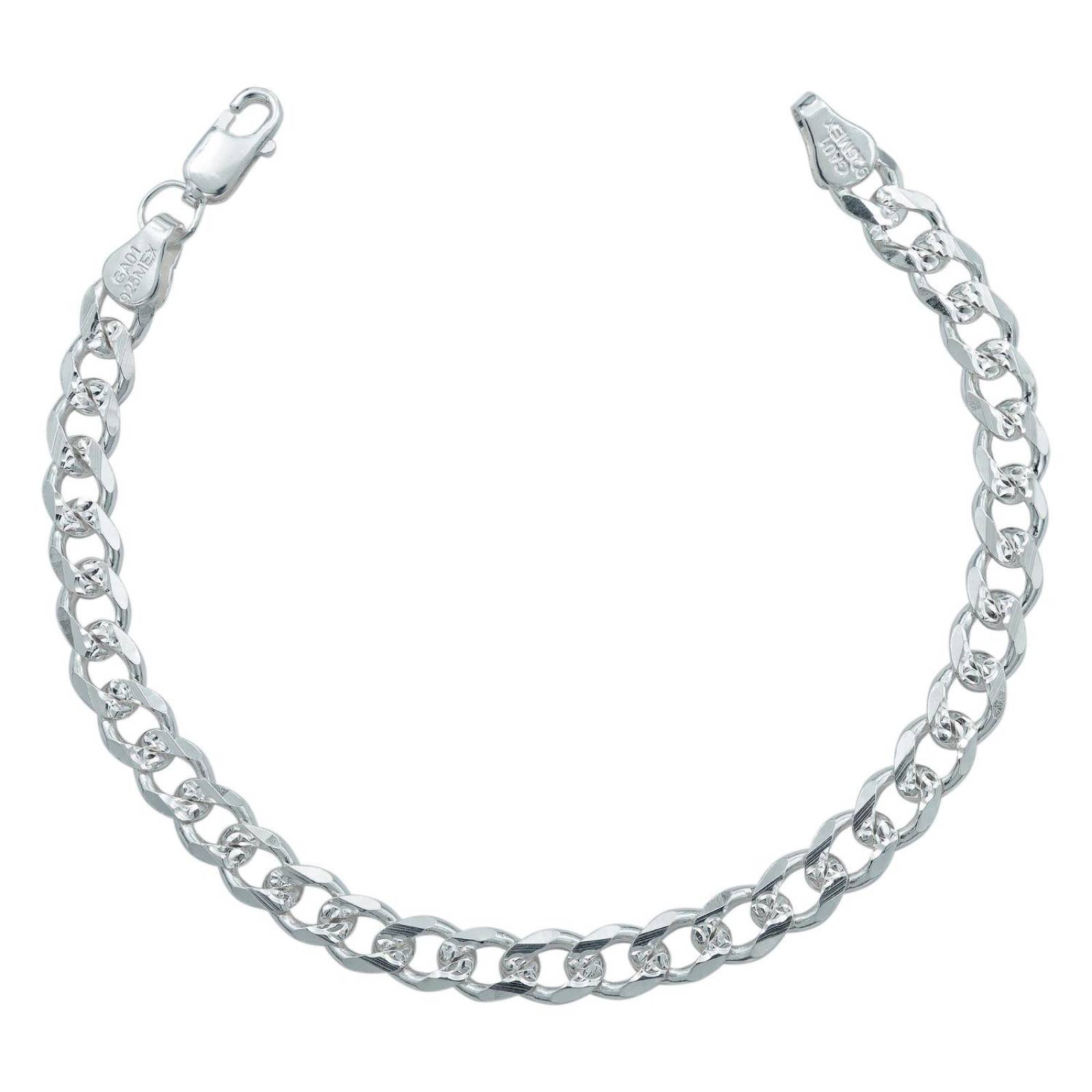 Esclava Pulsera Hombre Cubana Diamantada Plata 925 6 Mm Plateado Largo/Ancho 21 cm x 6 mm 21 cm x 6 mm