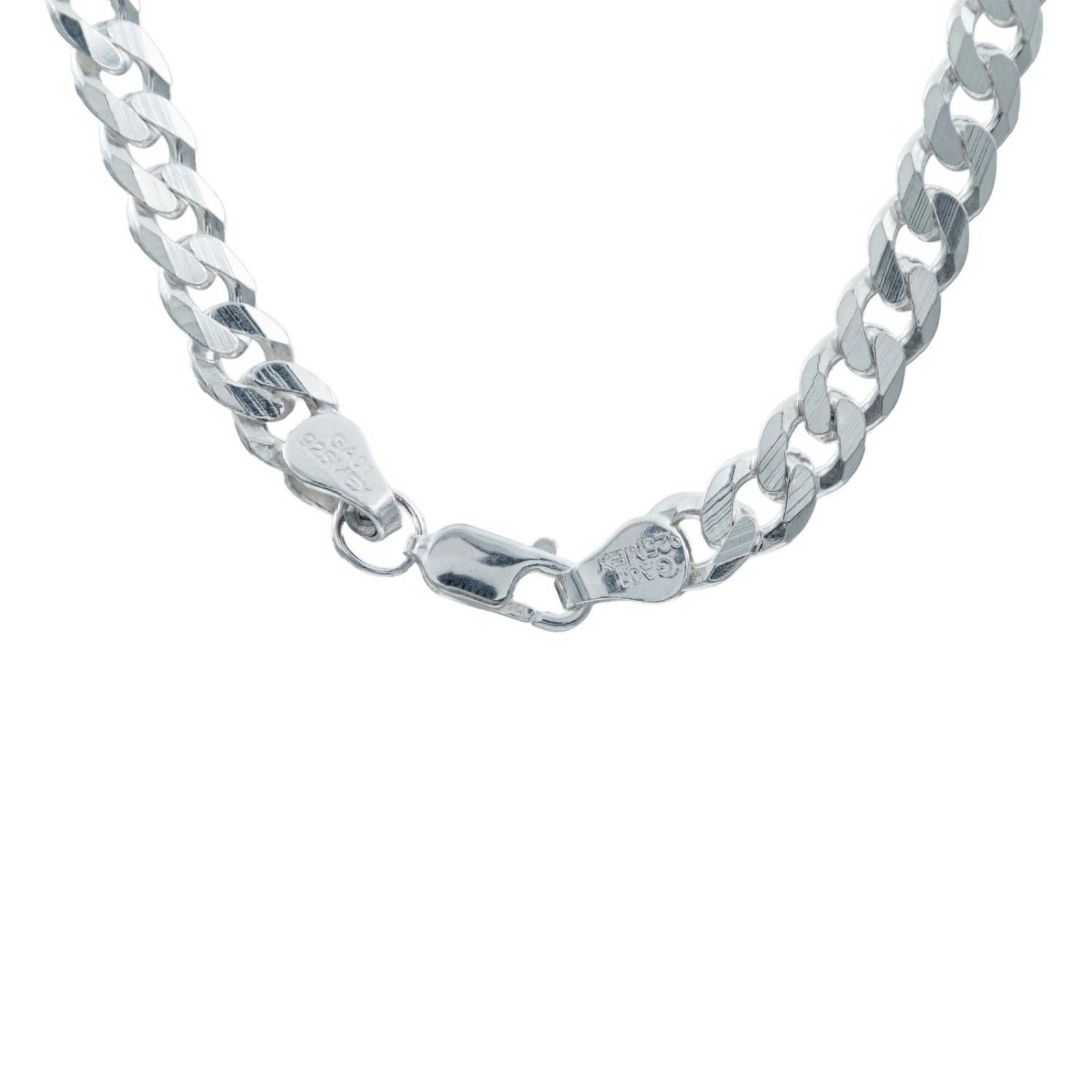 Cadena Cubana Gruesa Cerrada Hombre Plata 925 55 cm x 6 mm Plateado Largo/Ancho 55 cm x 6 mm