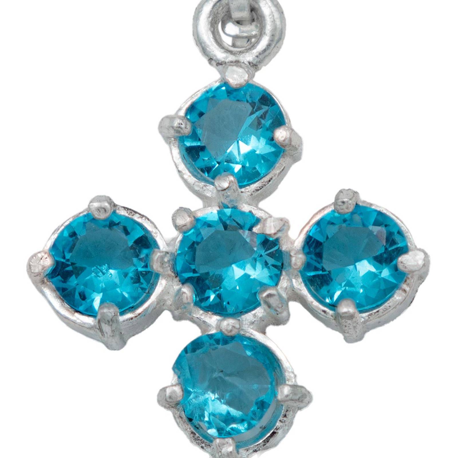 Dije Cruz Catolica De Zirconias Mediano Mujer Plata 925 Celeste Alto/Ancho 3.6 cm x 1.9 cm 3.6 cm x 1.9 cm