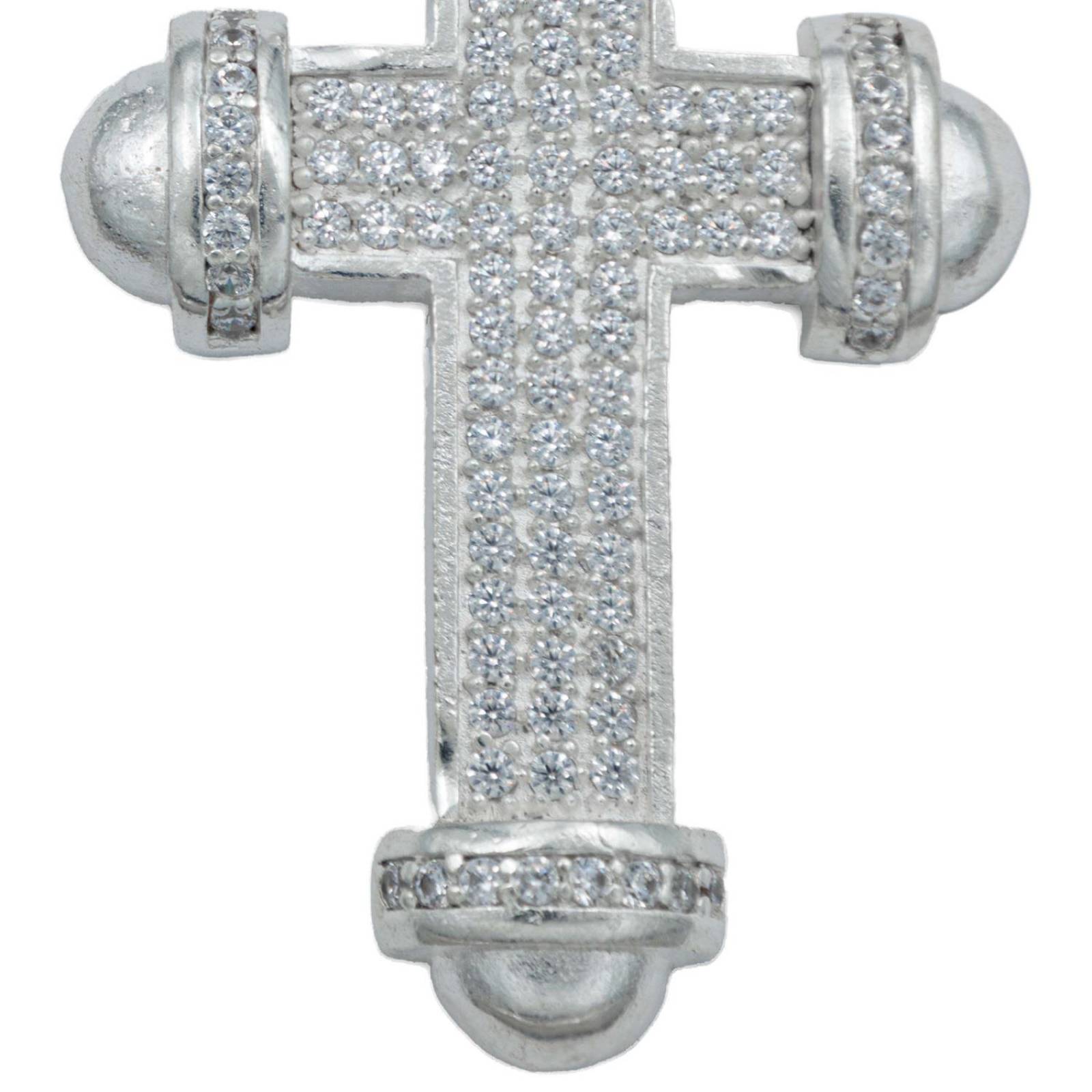 Dije Cruz Punta Redonda Zirconias Hombre Plata 925 5.8 Cm Blanco Alto/Ancho 5.8 cm x 3 cm 5.8 cm x 3 cm