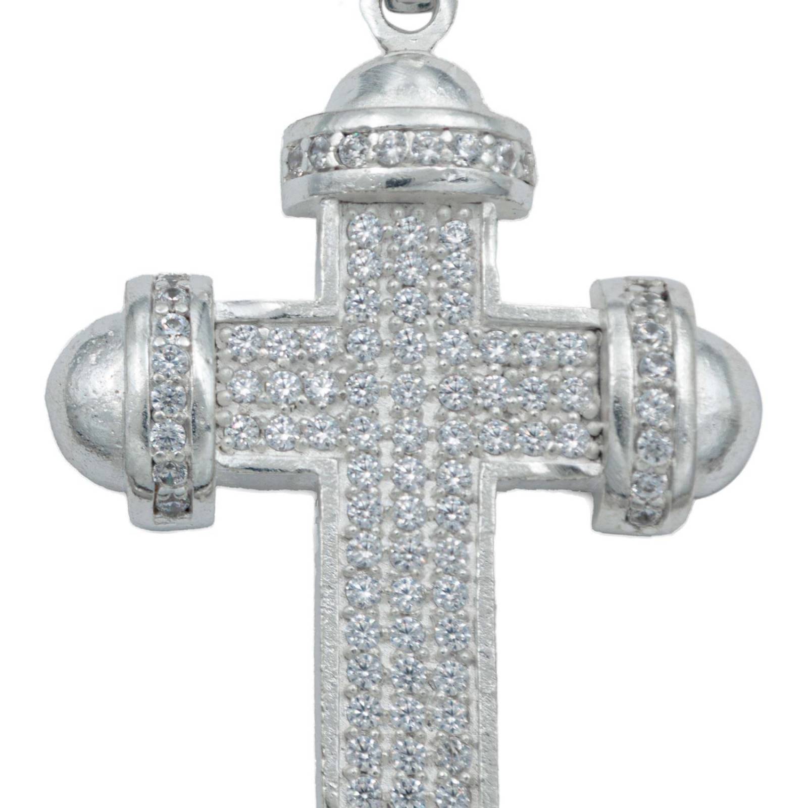 Dije Cruz Punta Redonda Zirconias Hombre Plata 925 5.8 Cm Blanco Alto/Ancho 5.8 cm x 3 cm 5.8 cm x 3 cm