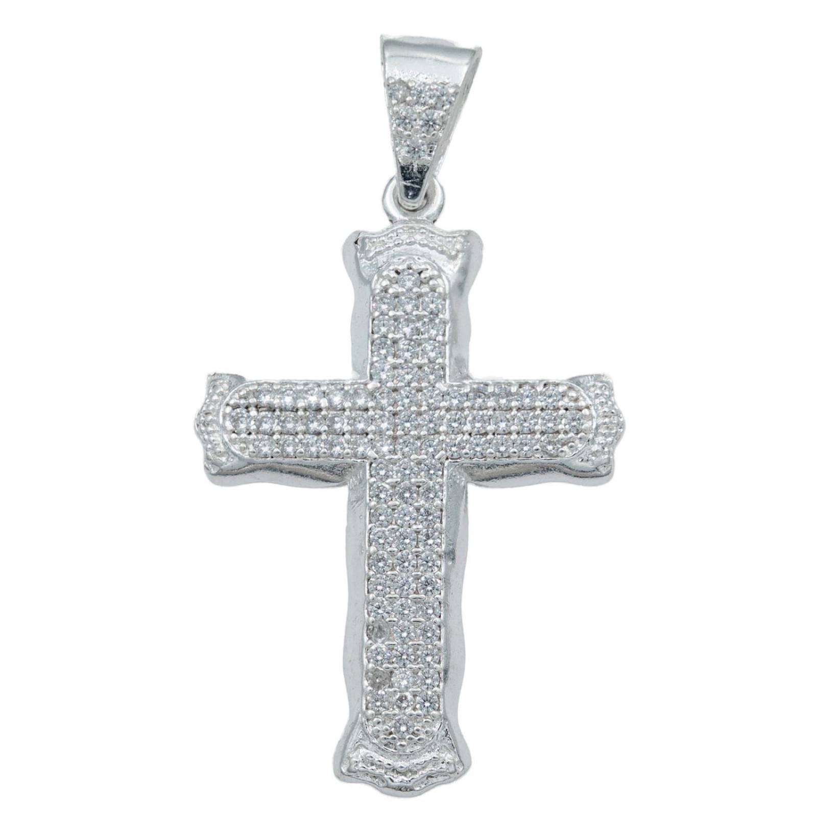 Dije Cruz Zirconias Mediano Hombre Mujer Plata 925 5.1 Cm Blanco Alto/Ancho 5.1 cm x 2.9 cm 5.1 cm x 2.9 cm