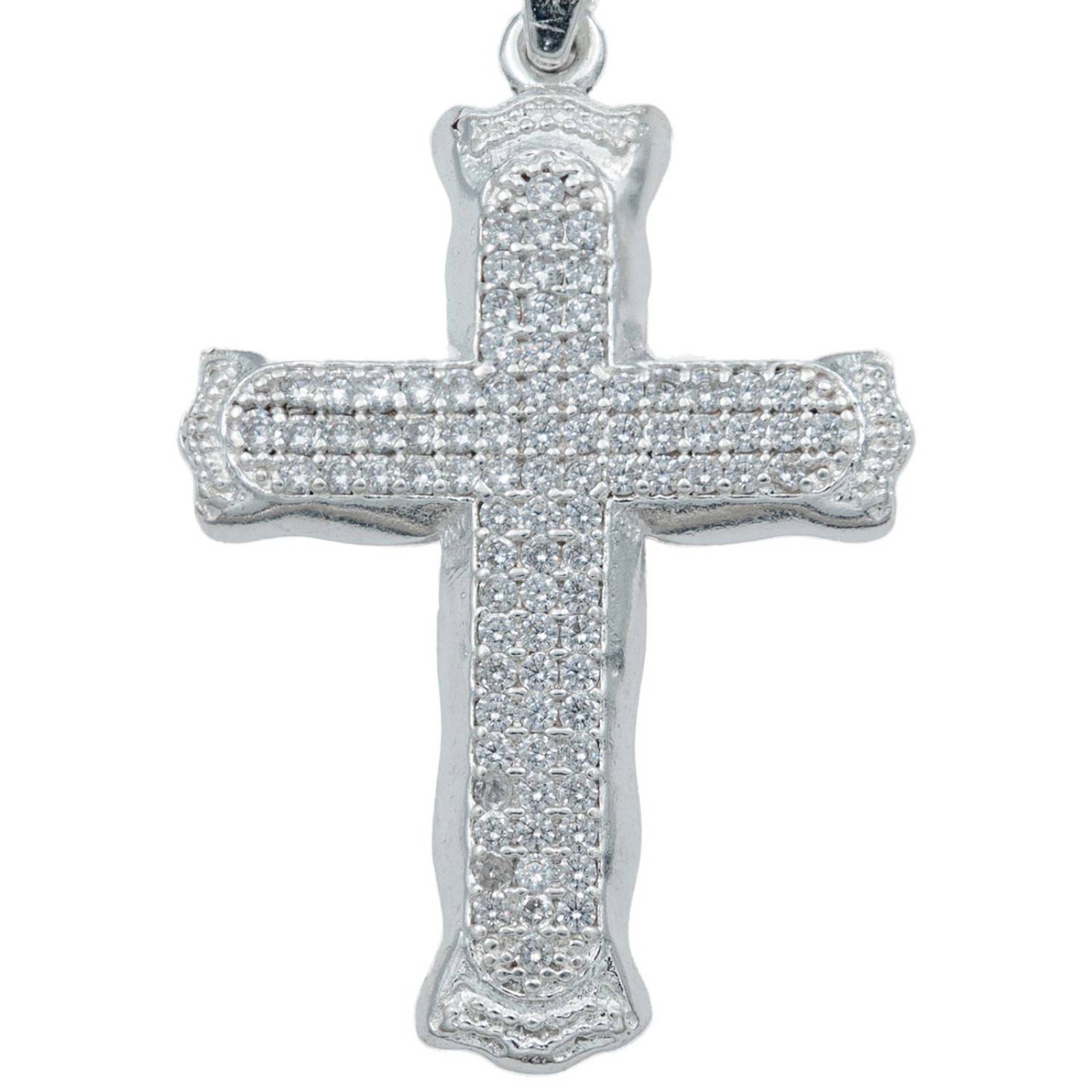 Dije Cruz Zirconias Mediano Hombre Mujer Plata 925 5.1 Cm Blanco Alto/Ancho 5.1 cm x 2.9 cm 5.1 cm x 2.9 cm