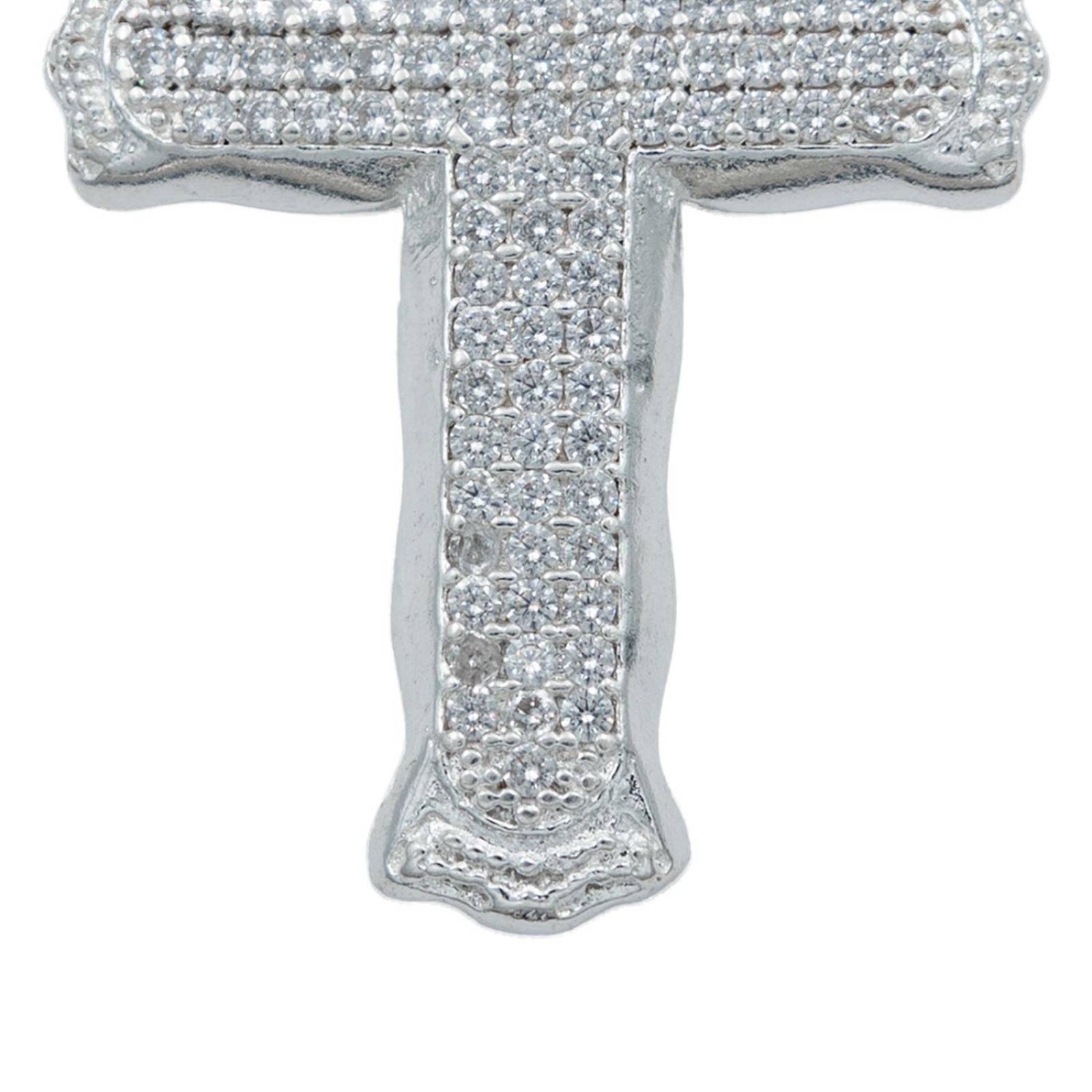 Dije Cruz Zirconias Mediano Hombre Mujer Plata 925 5.1 Cm Blanco Alto/Ancho 5.1 cm x 2.9 cm 5.1 cm x 2.9 cm