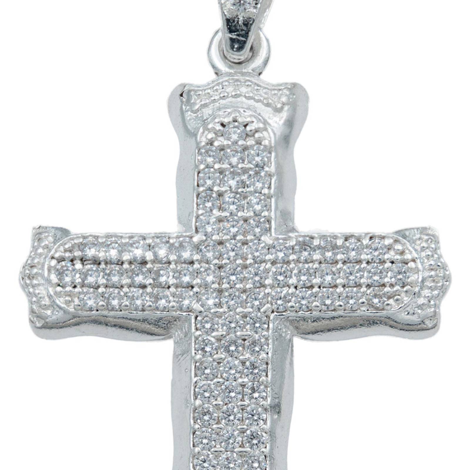 Dije Cruz Zirconias Mediano Hombre Mujer Plata 925 5.1 Cm Blanco Alto/Ancho 5.1 cm x 2.9 cm 5.1 cm x 2.9 cm