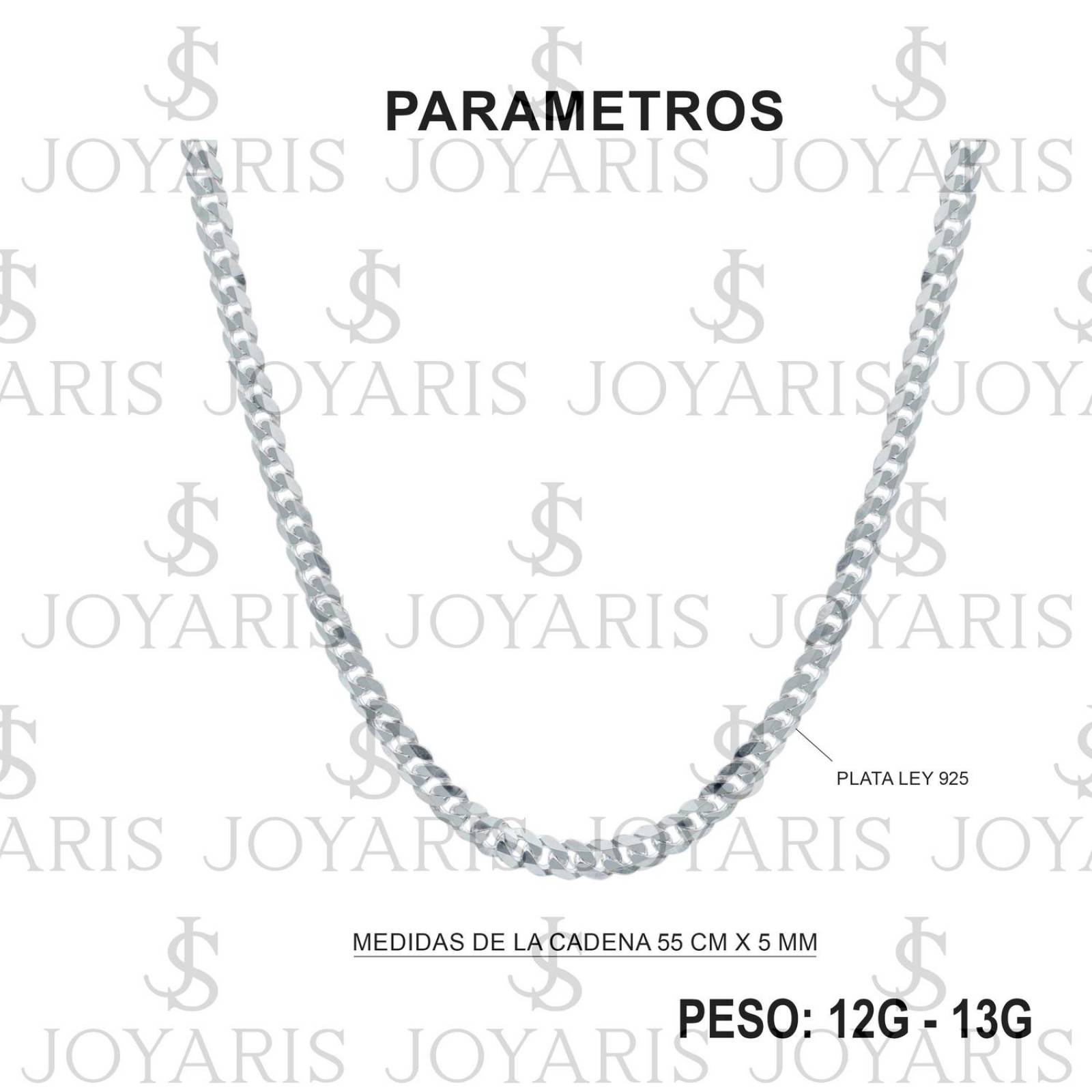 Cadena Cubana Cerrada Hombre Mujer Plata 925 55 cm x 5 mm Plateado Largo/Ancho 55 cm x 5 mm