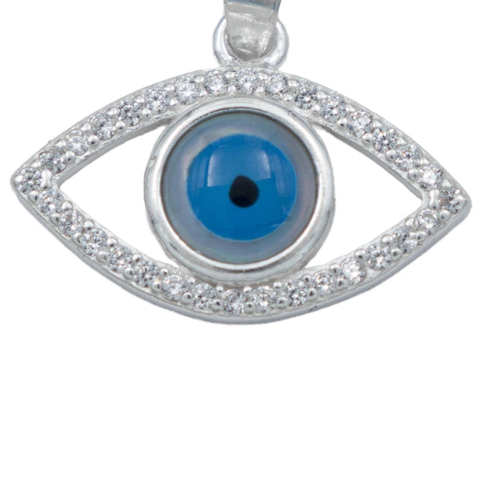 Dije Ojo Turco Zirconias Amuleto Esoterico Plata Italy 925 Azul Alto/Ancho 1.9 cm x 1.9 cm 1.9 cm x 1.9 cm