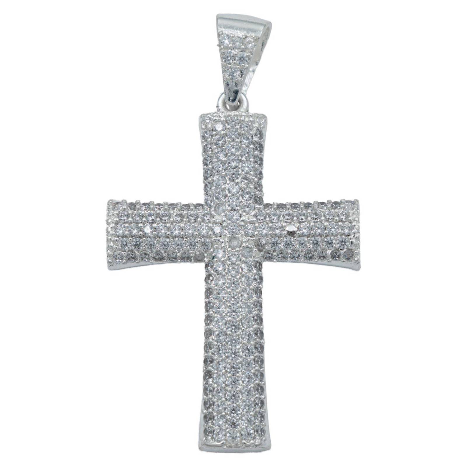 Dije Cruz Grande Zirconias Hombre Mujer Plata 925 5.2 Cm Blanco Alto/Ancho 5.2 cm x 3 cm 5.2 cm x 3 cm