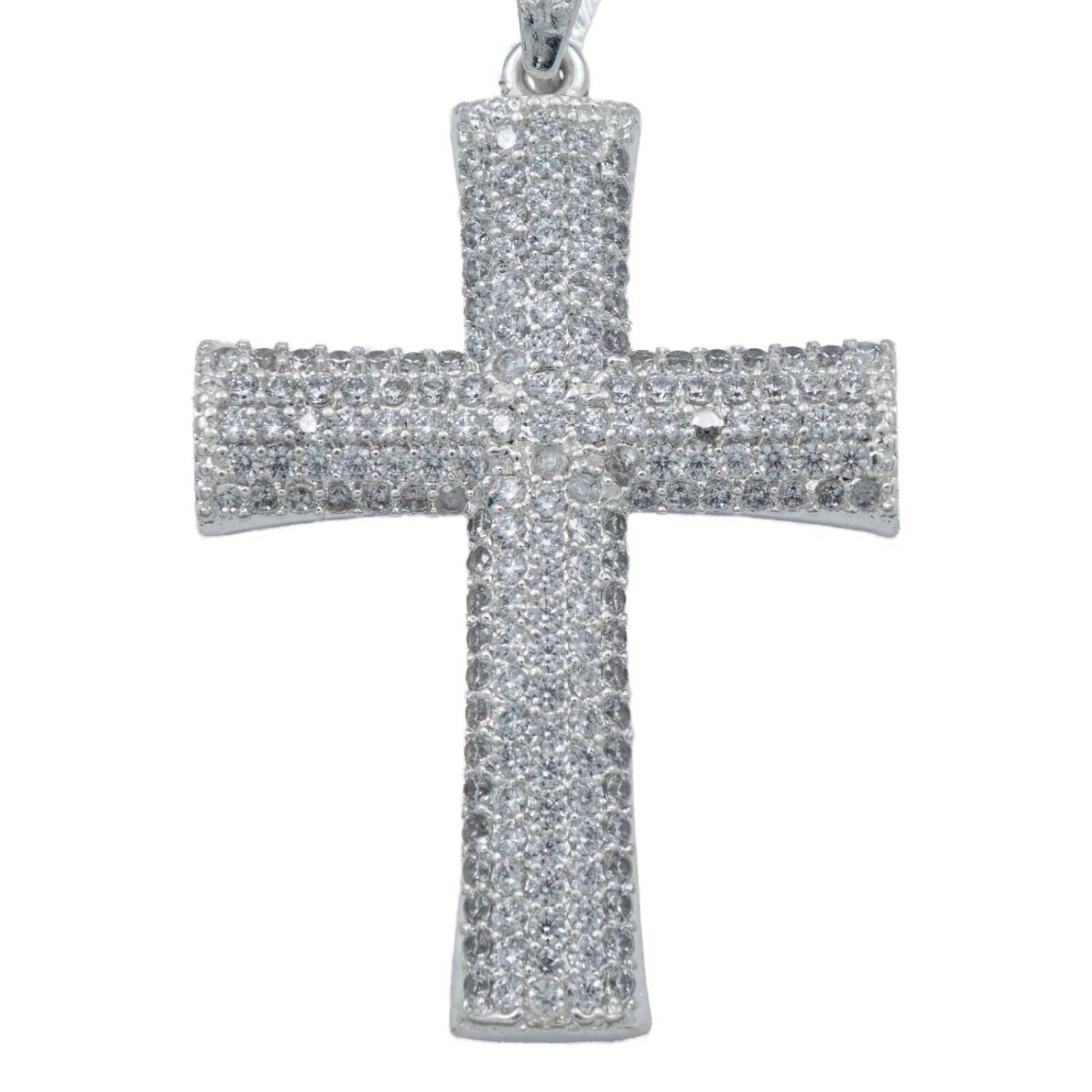 Dije Cruz Grande Zirconias Hombre Mujer Plata 925 5.2 Cm Blanco Alto/Ancho 5.2 cm x 3 cm 5.2 cm x 3 cm