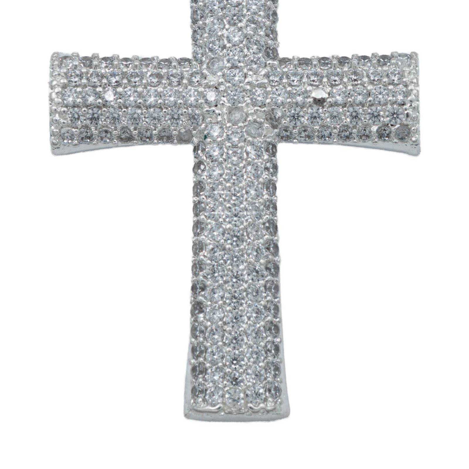 Dije Cruz Grande Zirconias Hombre Mujer Plata 925 5.2 Cm Blanco Alto/Ancho 5.2 cm x 3 cm 5.2 cm x 3 cm