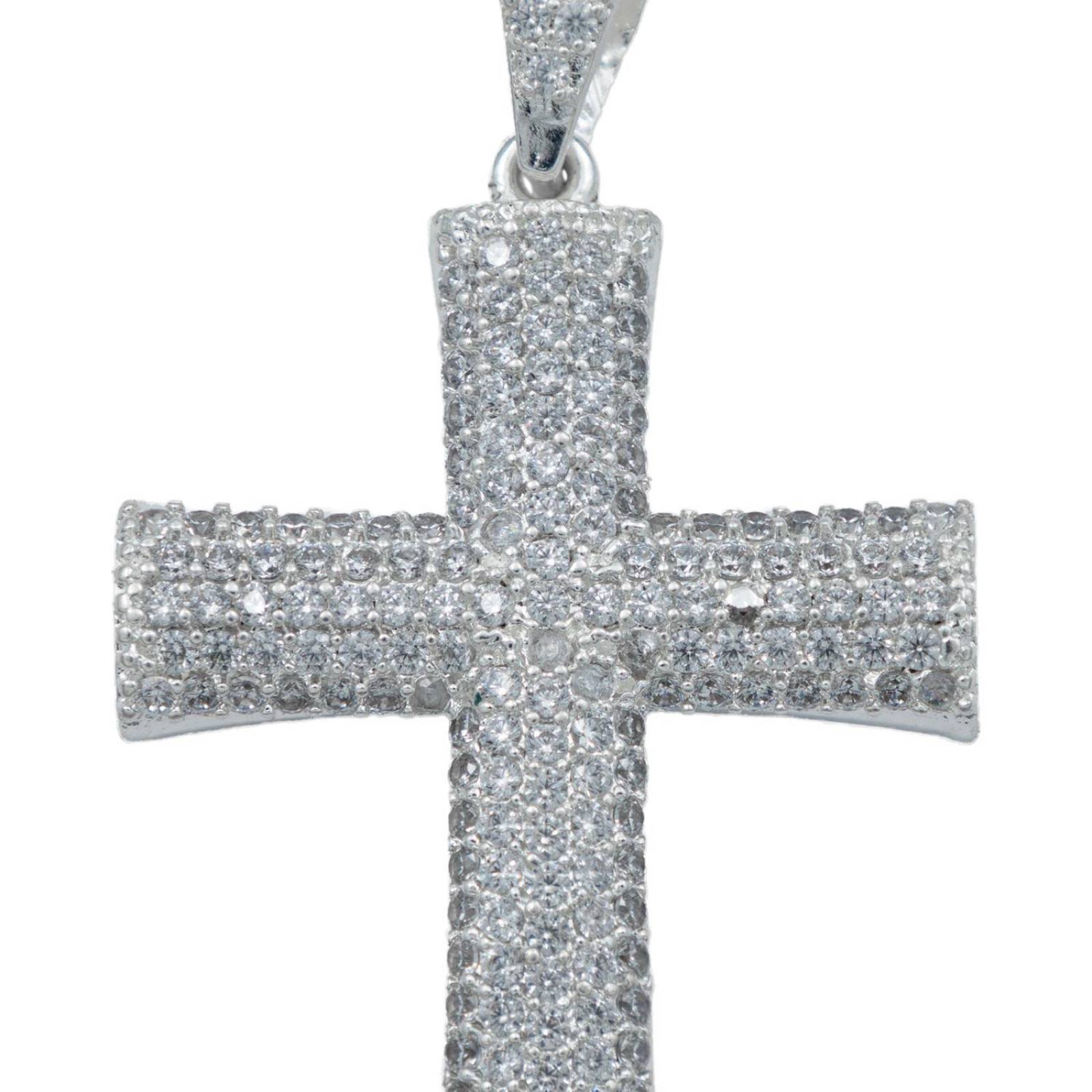 Dije Cruz Grande Zirconias Hombre Mujer Plata 925 5.2 Cm Blanco Alto/Ancho 5.2 cm x 3 cm 5.2 cm x 3 cm