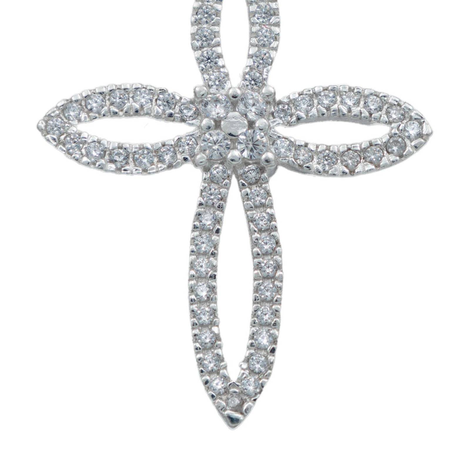 Dije Cruz Redonda Zirconia Hombre Mujer Plata 925 4.1 Cm Blanco Alto/Ancho 2.3 cm x 4.1 cm 2.3 cm x 4.1 cm