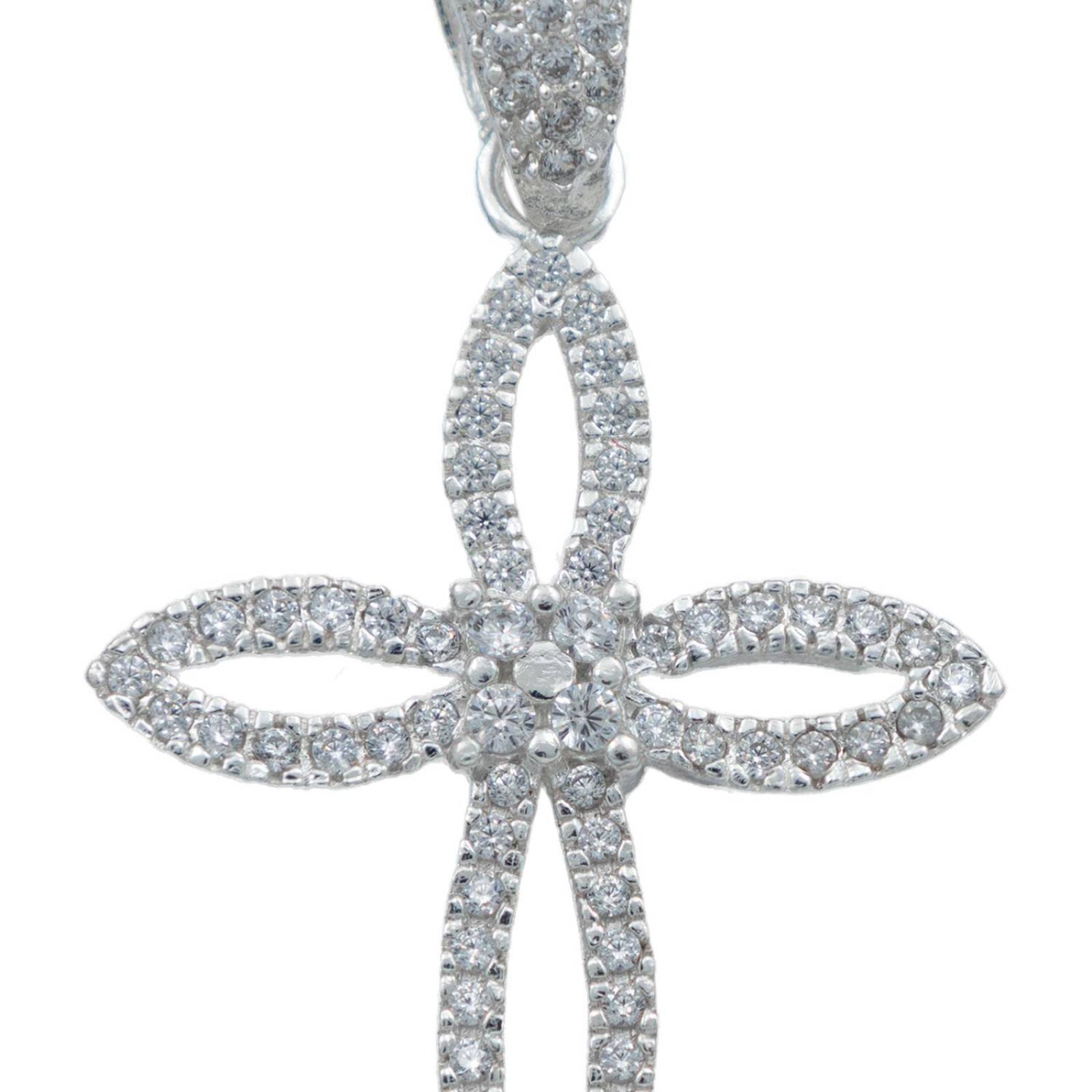 Dije Cruz Redonda Zirconia Hombre Mujer Plata 925 4.1 Cm Blanco Alto/Ancho 2.3 cm x 4.1 cm 2.3 cm x 4.1 cm