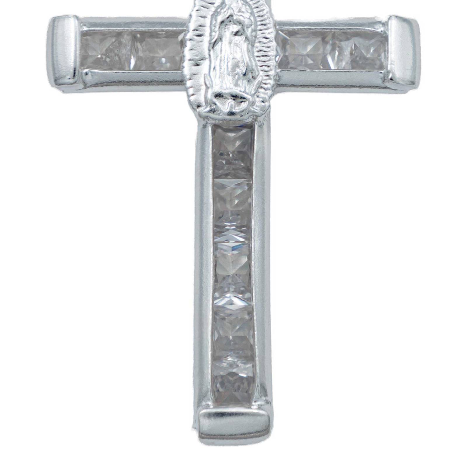Dije Cruz Catolica San Benito Virgen Zirconias Plata 925 Blanco virgen Alto/Ancho 4.4 cm x 2.3 cm 4.4 cm x 2.3 cm