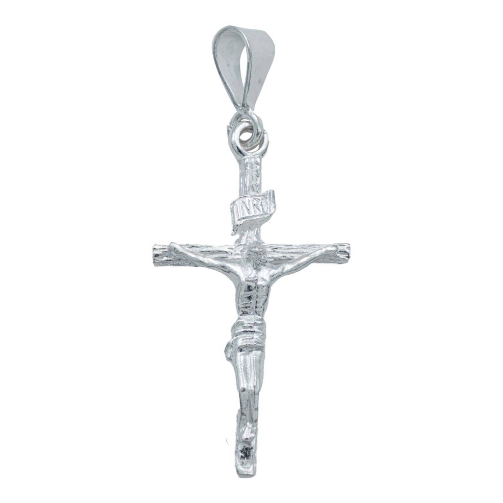 Dije Cruz Jesucristo Inri Liso Divino Rostro Plata 925 Plateado Alto/Ancho 4.4 cm x 2 cm 4.4 cm x 2 cm