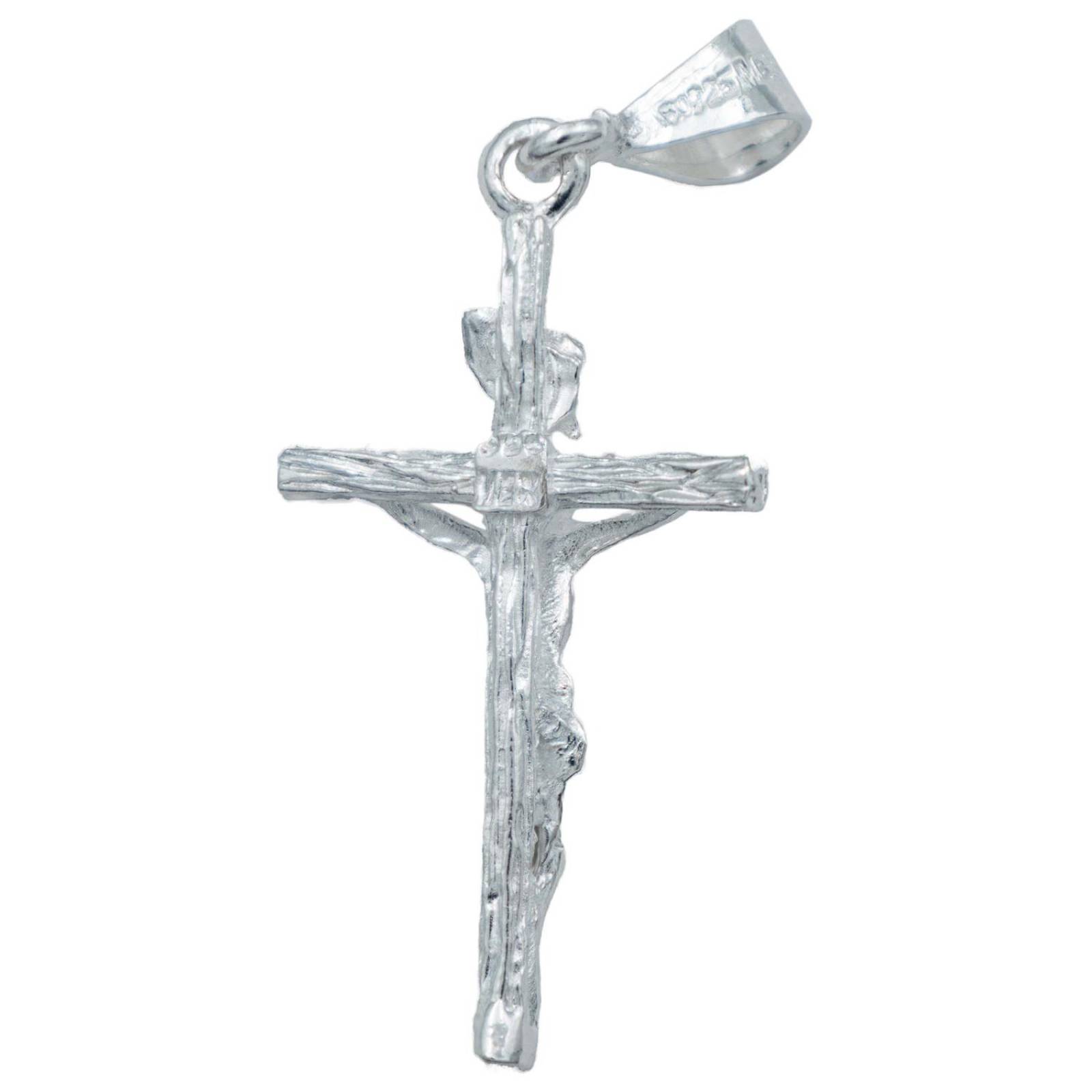 Dije Cruz Jesucristo Inri Liso Divino Rostro Plata 925 Plateado Alto/Ancho 4.4 cm x 2 cm 4.4 cm x 2 cm