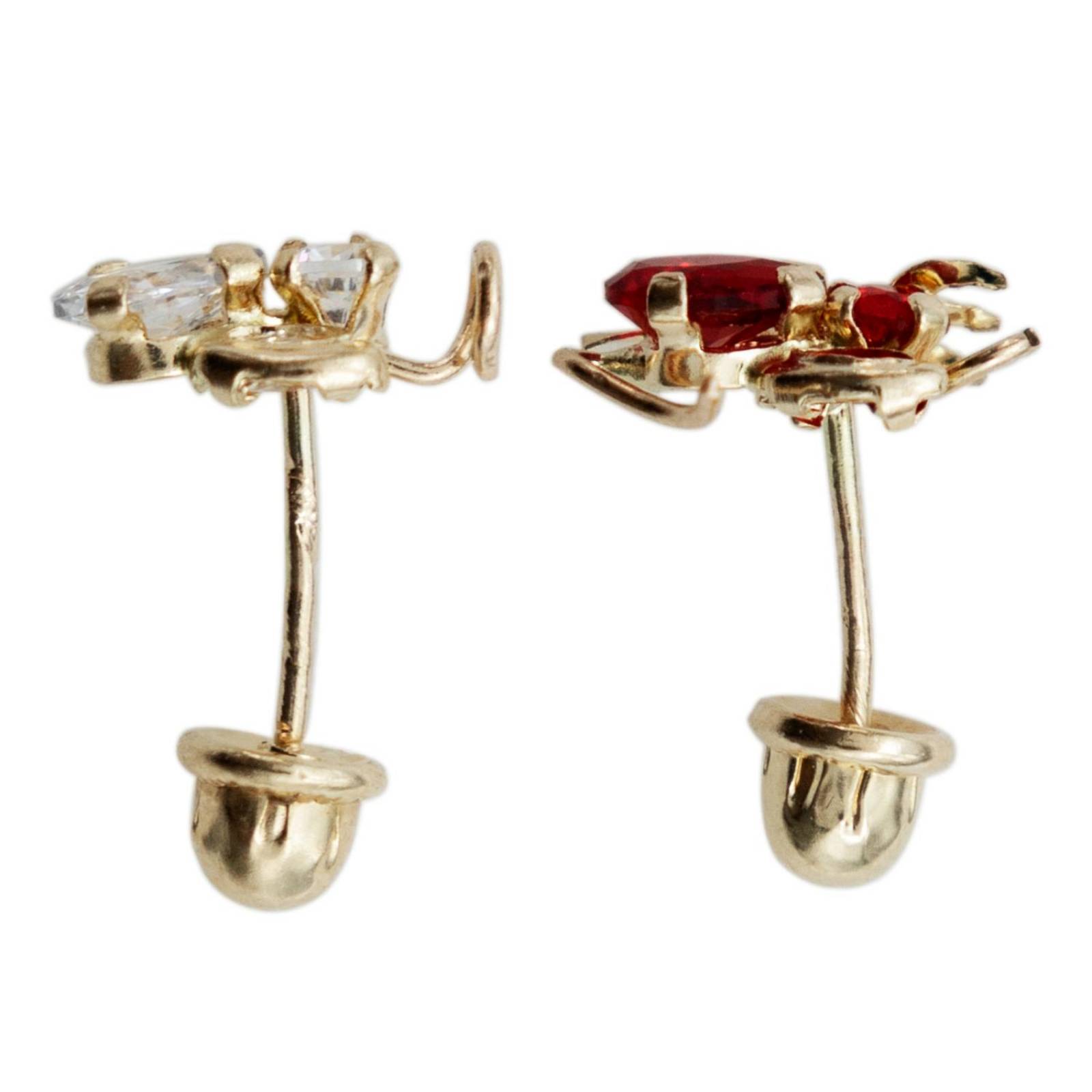 Arete Broquel Pendiente Conciencia Angel Demonio Oro 10k Dorado Alto/Ancho 14 mm x 9 mm 14 mm x 9 mm