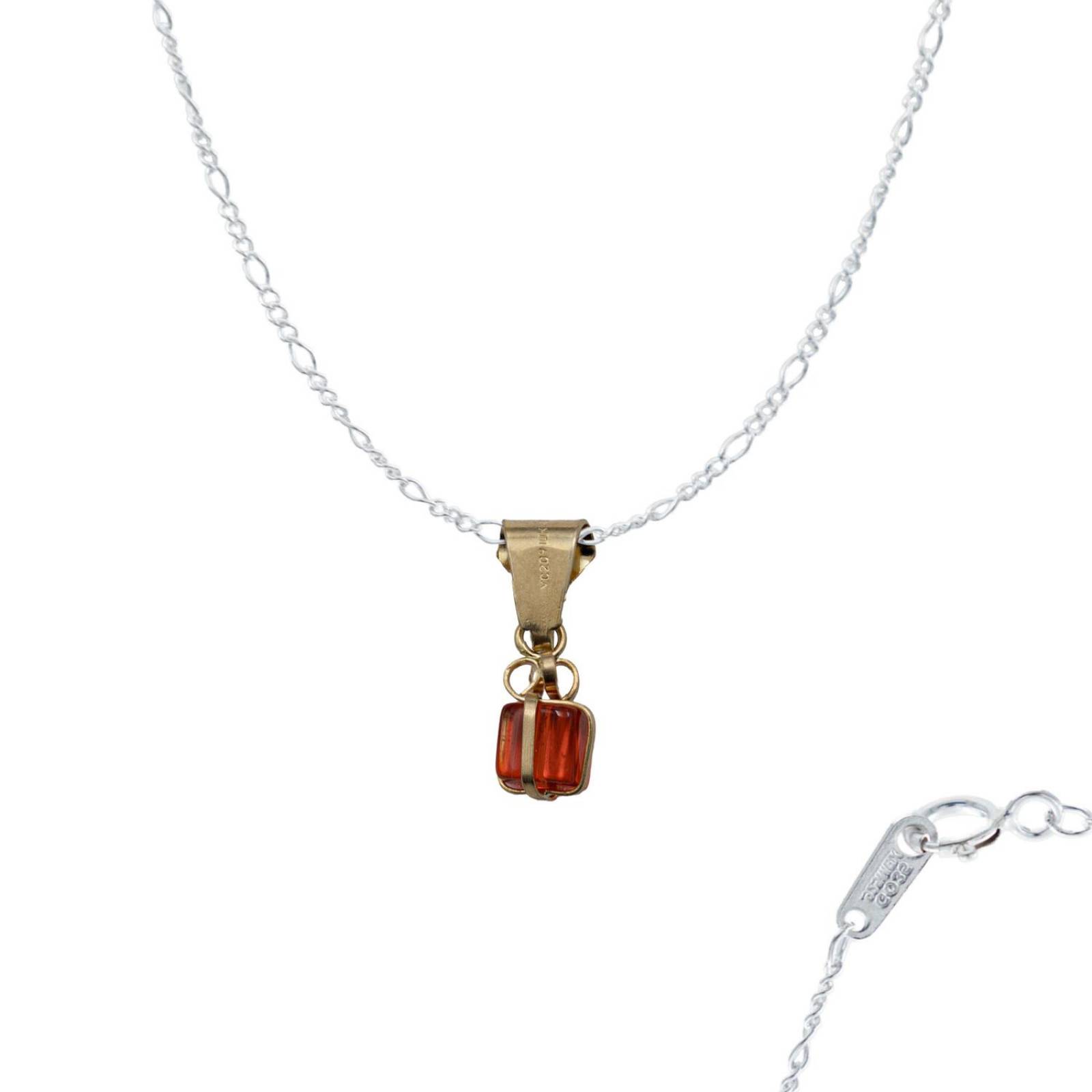 Dije Mini Regalo Zirconia Mujer Amor + Cadena Oro 10k Naranja Alto/Ancho 15 mm x 5 mm 15 mm x 5 mm