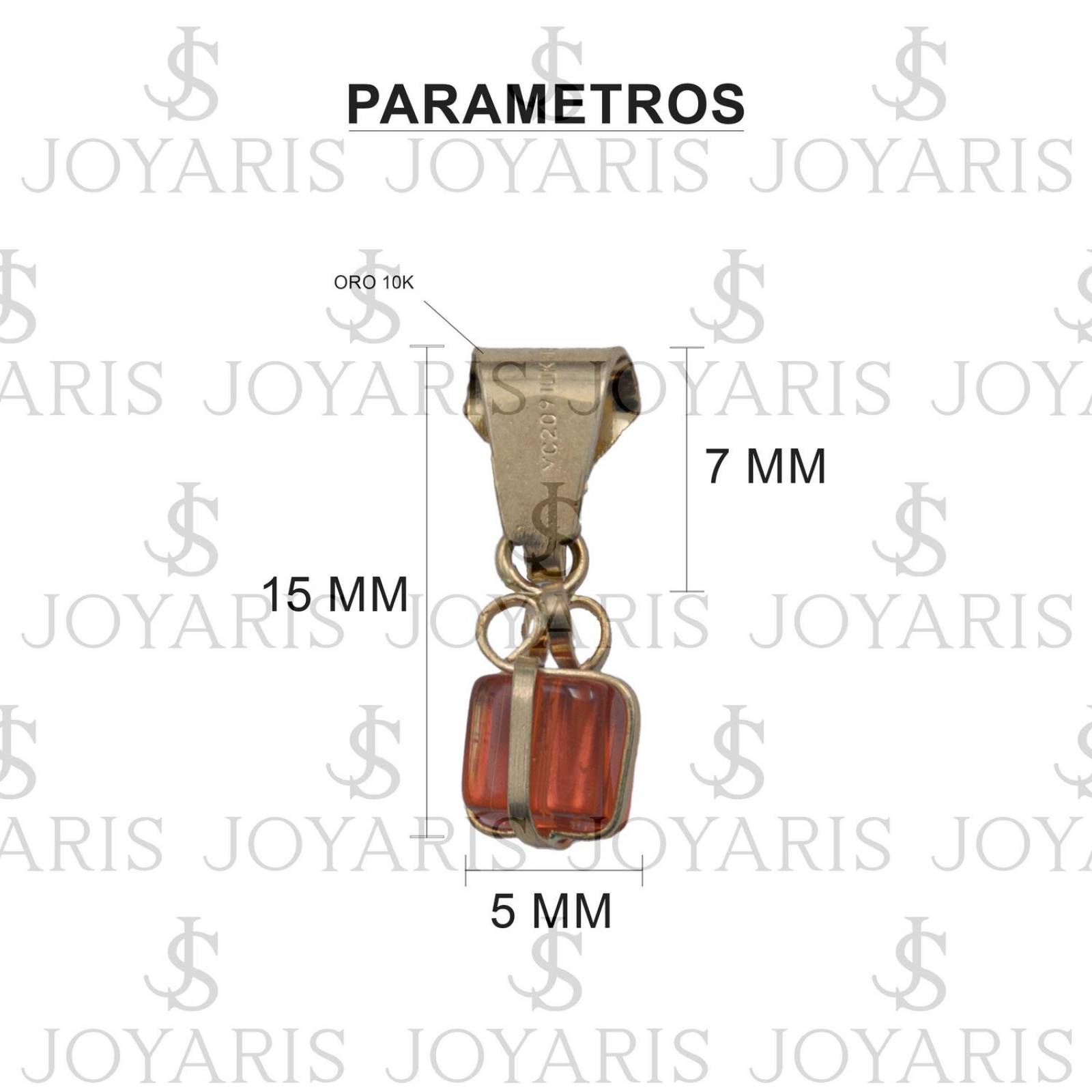 Dije Mini Regalo Zirconia Mujer Amor + Cadena Oro 10k Naranja Alto/Ancho 15 mm x 5 mm 15 mm x 5 mm