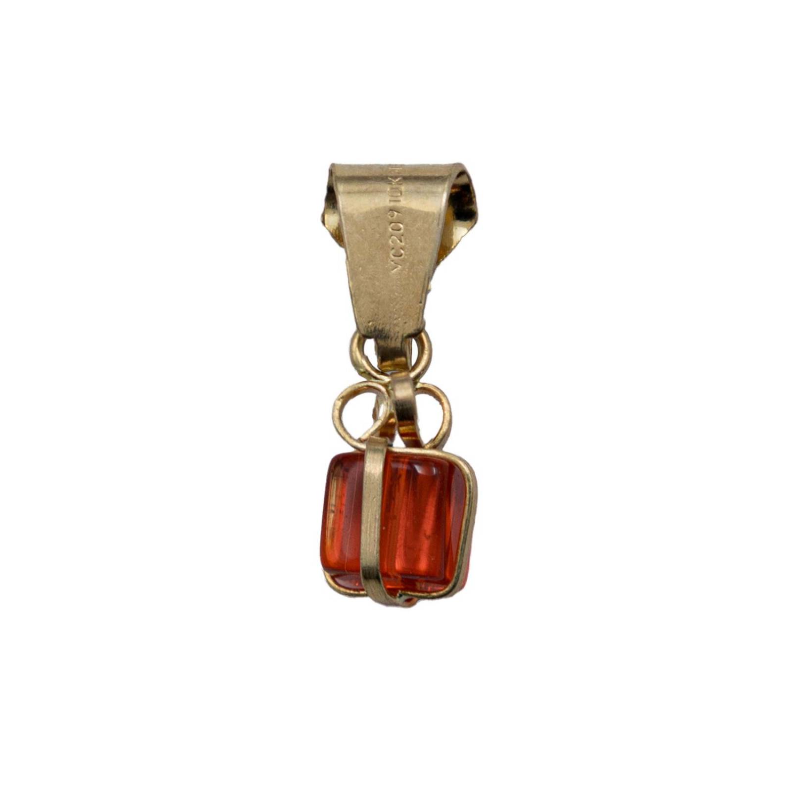 Dije Mini Regalo Zirconia Mujer Amor + Cadena Oro 10k Naranja Alto/Ancho 15 mm x 5 mm 15 mm x 5 mm