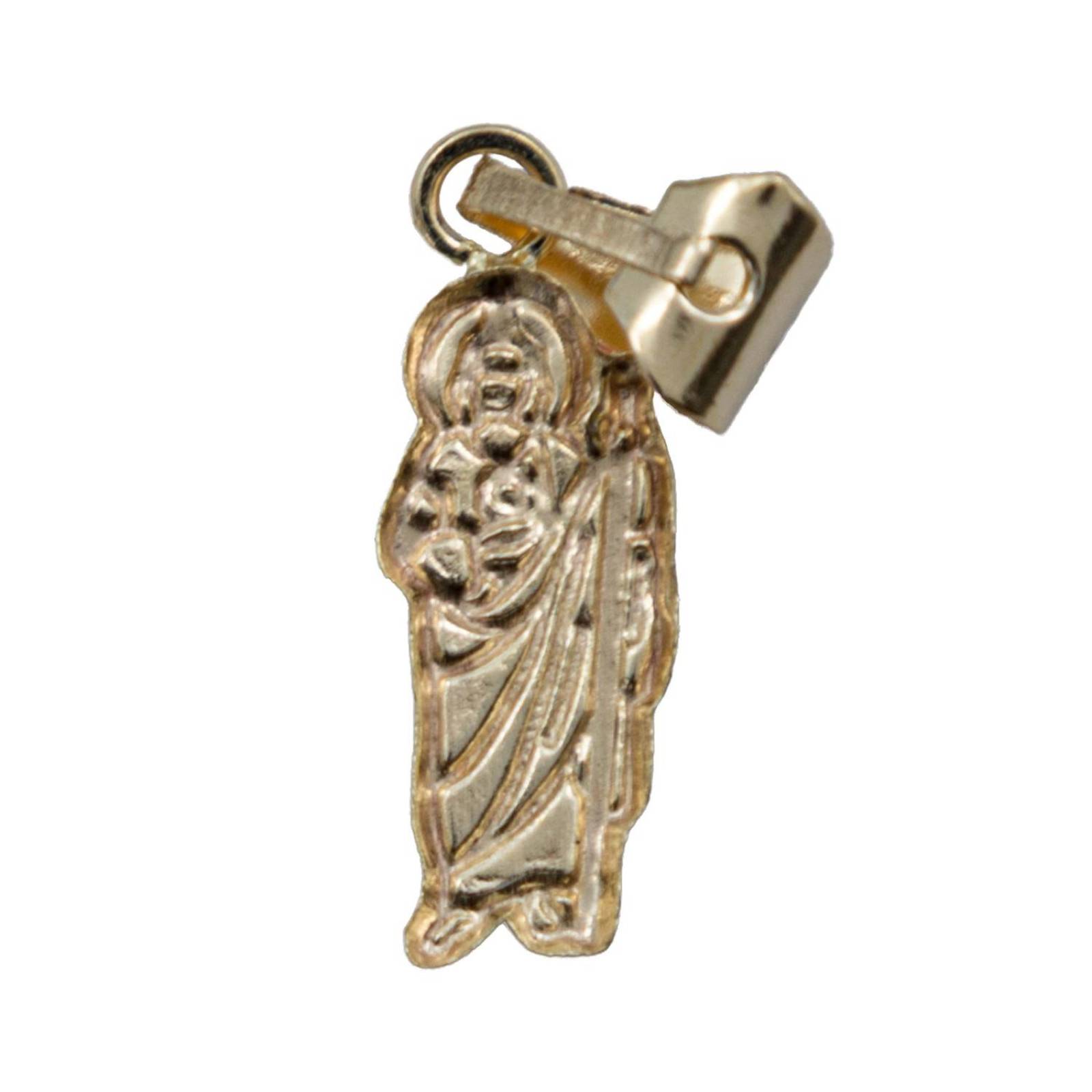 Dije Mini San Judas Esmaltado Mujer Regalo + Cadena Oro 10k Verde Alto/Ancho 22 mm x 5 mm 22 mm x 5 mm