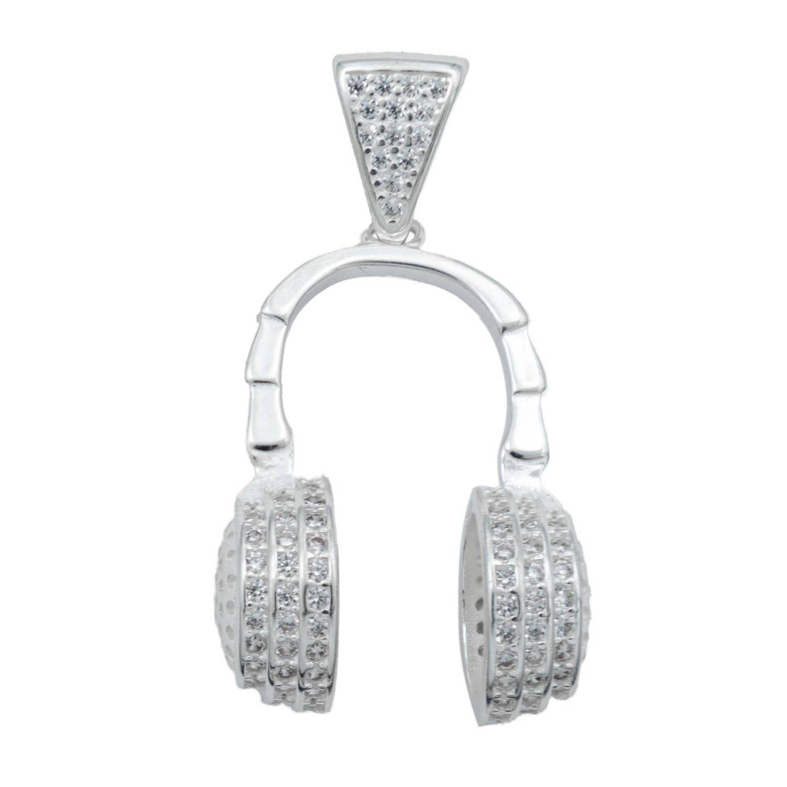 Dije Audifonos Auriculares Gamer Plata Zirconias Plata 925 Plateado Alto/Ancho 4 cm x 2 cm 4 cm x 2 cm