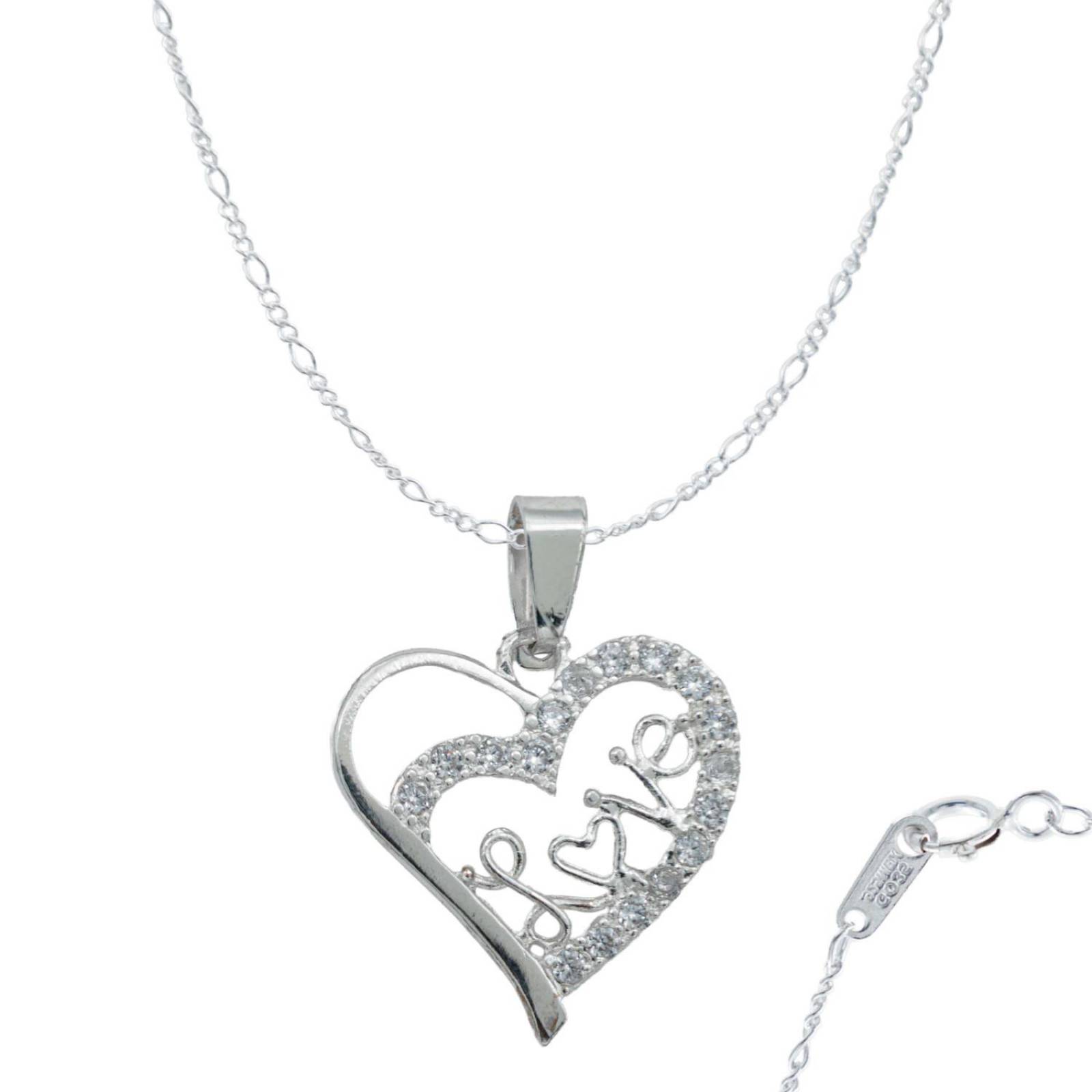 Collar Grande Mediano Love Amor Regalo Mujer Plata 925 Blanco Alto/Ancho 3 cm x 2.3 cm 3 cm x 2.3 cm