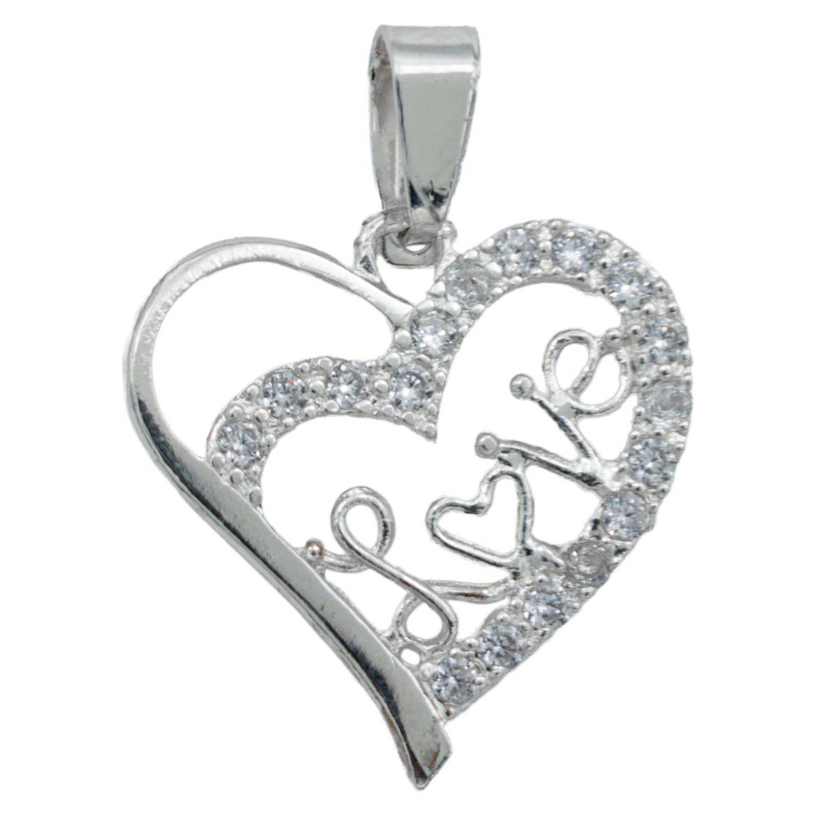Collar Grande Mediano Love Amor Regalo Mujer Plata 925 Blanco Alto/Ancho 3 cm x 2.3 cm 3 cm x 2.3 cm