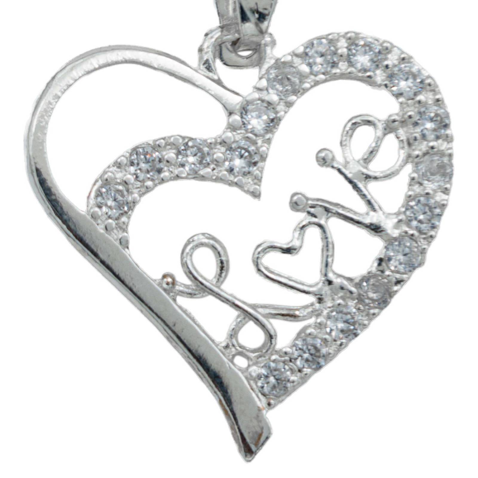 Collar Grande Mediano Love Amor Regalo Mujer Plata 925 Blanco Alto/Ancho 3 cm x 2.3 cm 3 cm x 2.3 cm