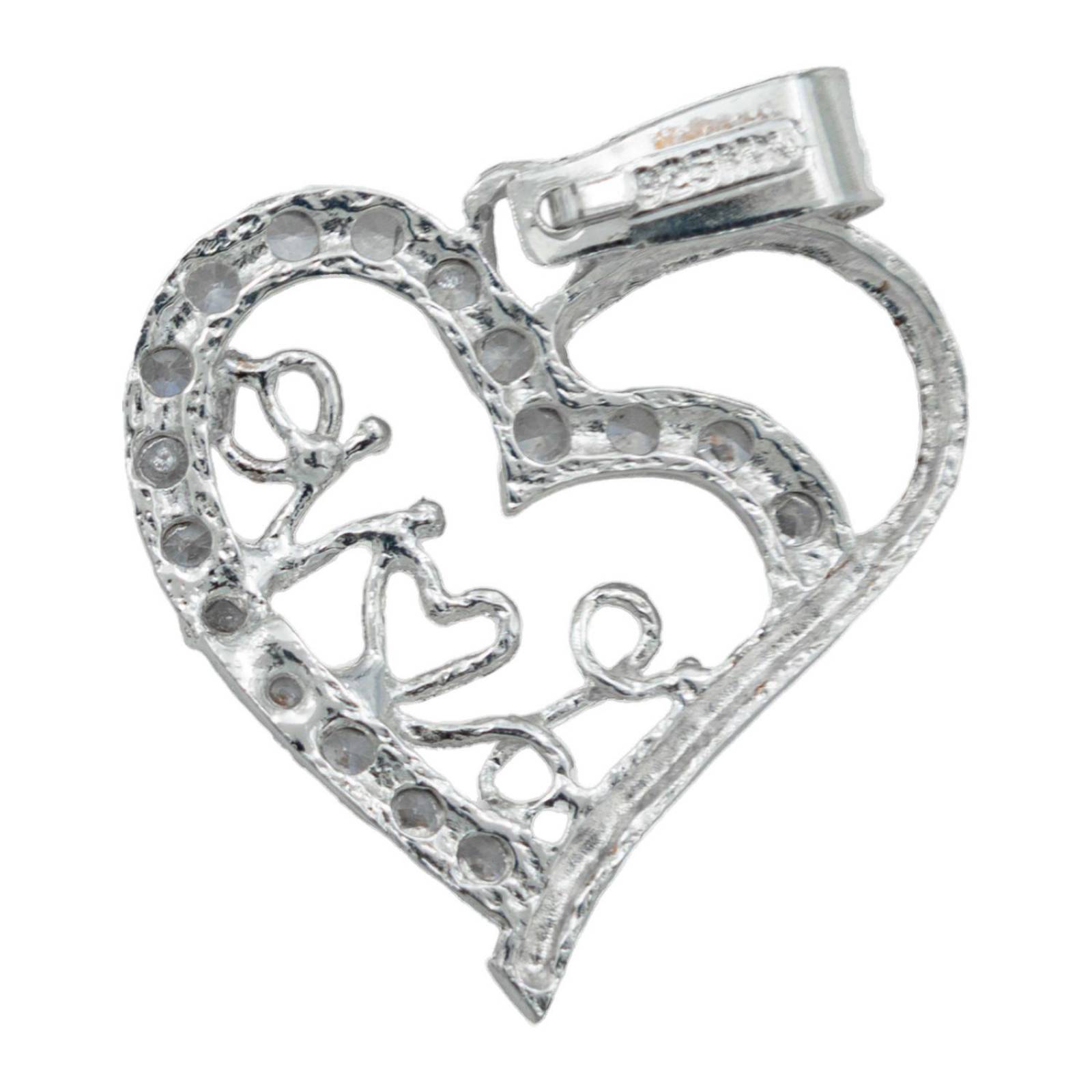 Collar Grande Mediano Love Amor Regalo Mujer Plata 925 Blanco Alto/Ancho 3 cm x 2.3 cm 3 cm x 2.3 cm