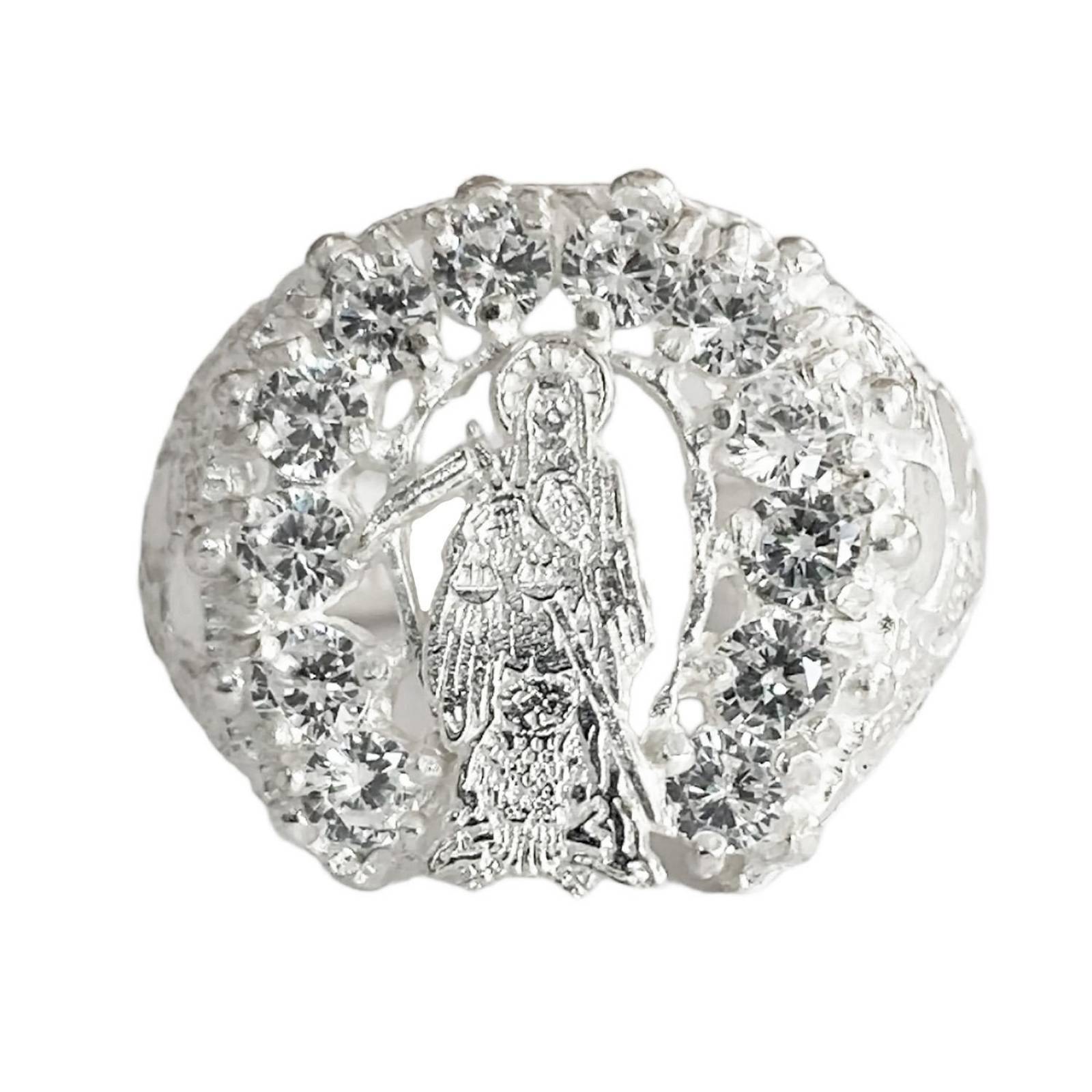 Anillo Santa Muerte Herradura Zirconias Plata Ley 925 Blanco 10