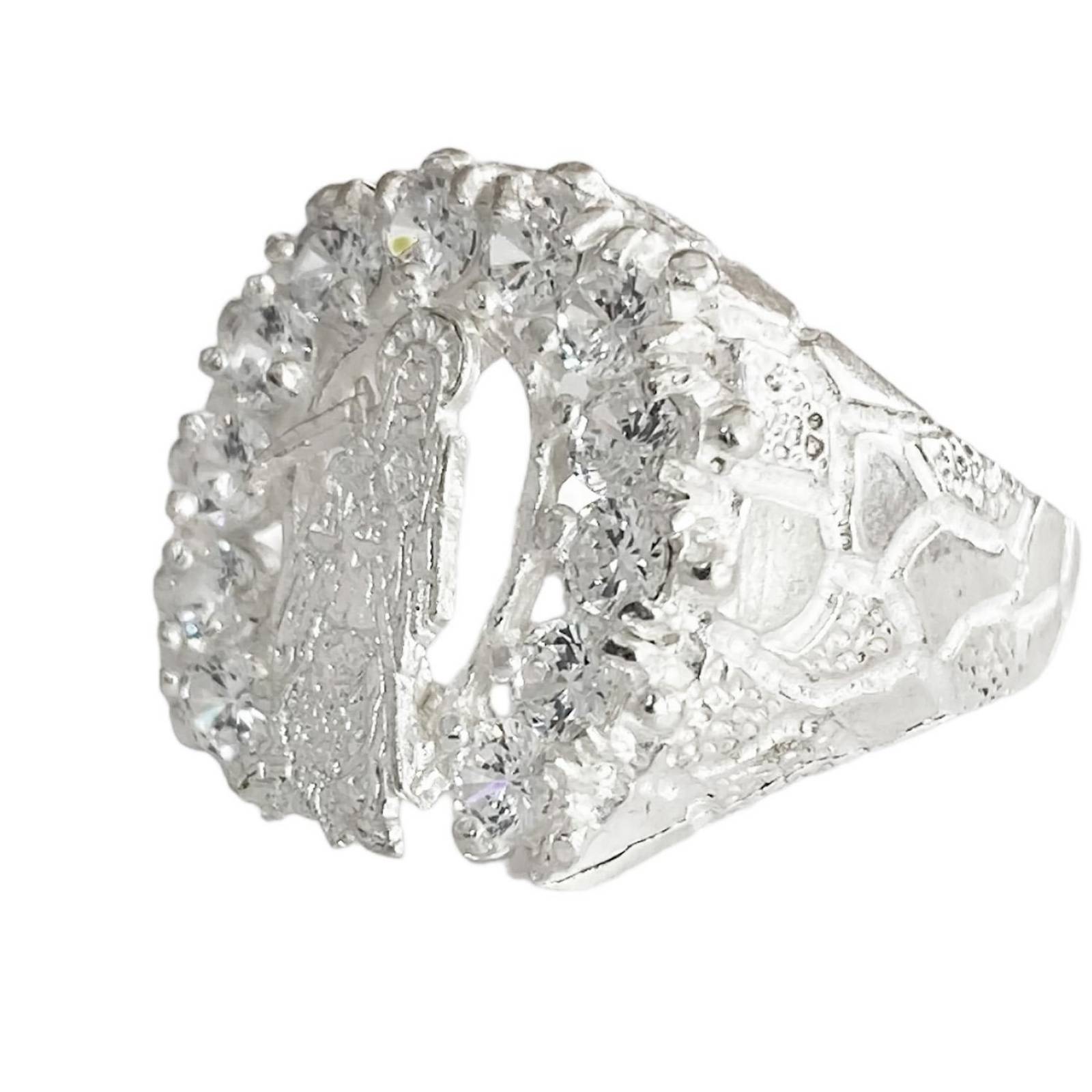 Anillo Santa Muerte Herradura Zirconias Plata Ley 925 Blanco 10