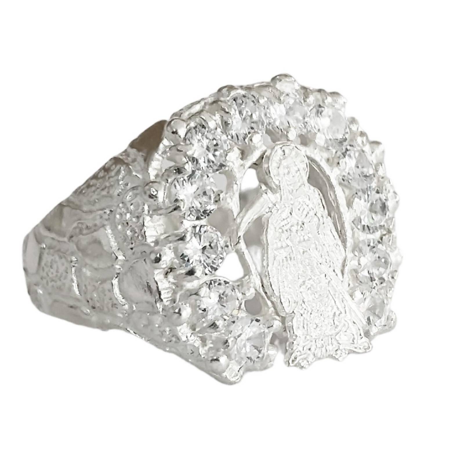 Anillo Santa Muerte Herradura Zirconias Plata Ley 925 Blanco 10