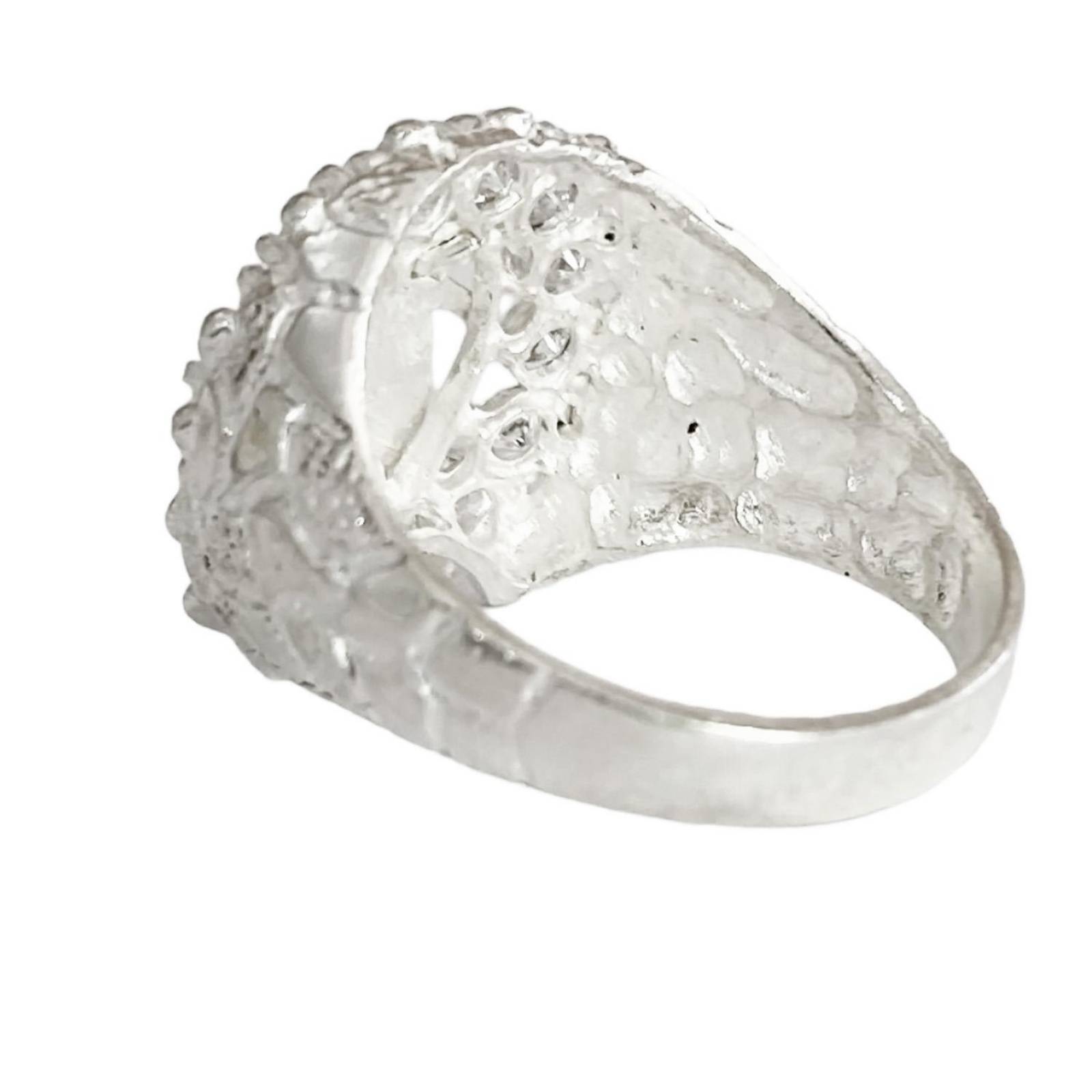 Anillo Santa Muerte Herradura Zirconias Plata Ley 925 Blanco 10