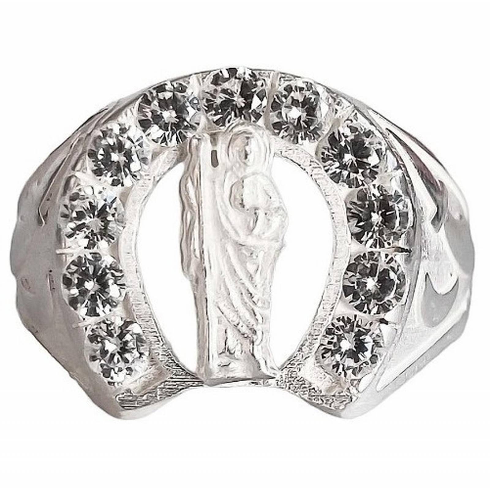 Anillo San Judas Tadeo Herradura Con Zirconias Plata Ley 925 Plateado 8