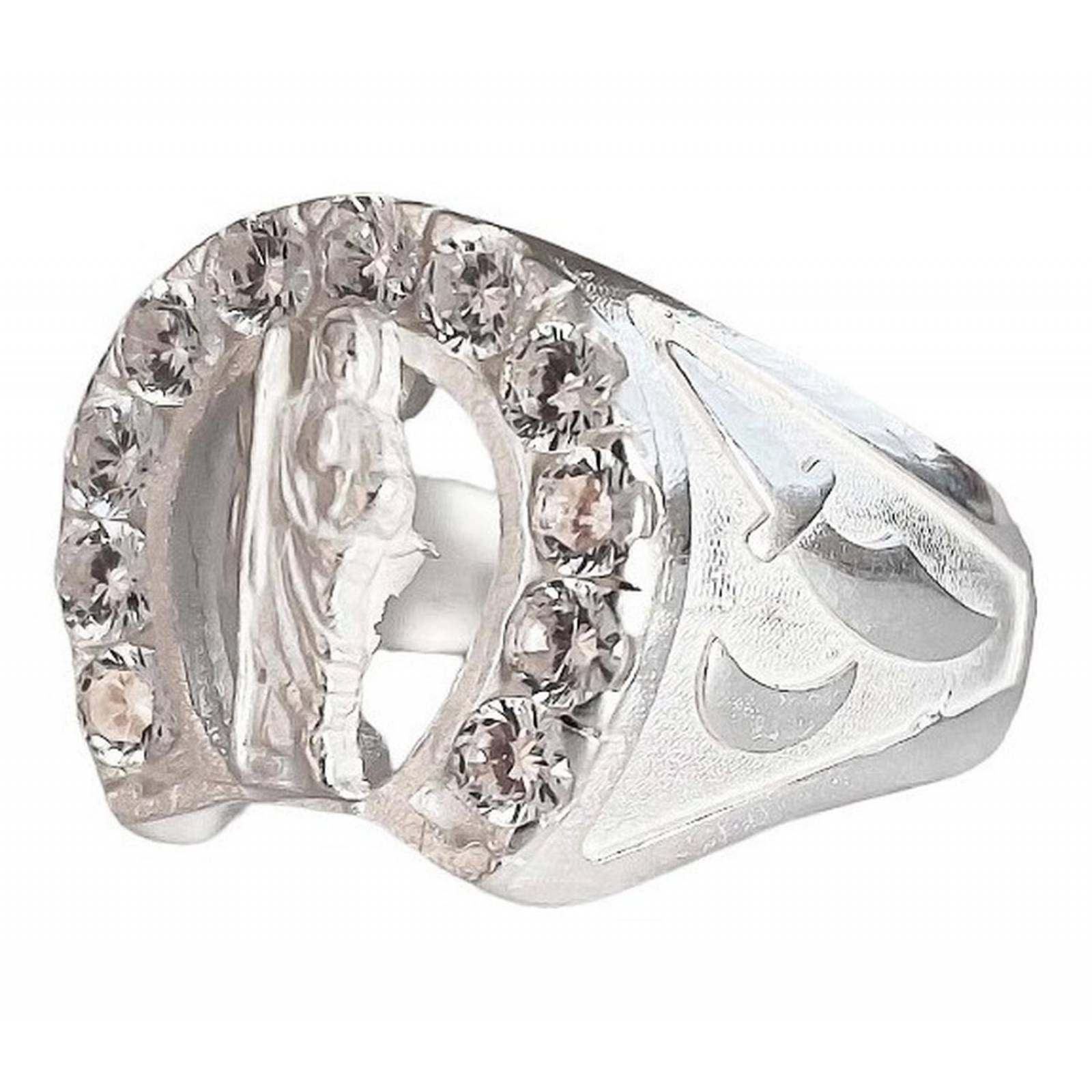 Anillo San Judas Tadeo Herradura Con Zirconias Plata Ley 925 Plateado 8