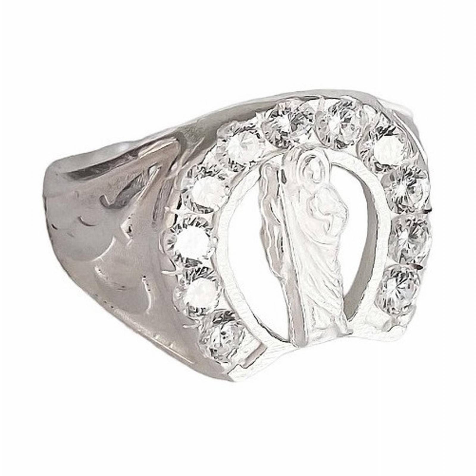 Anillo San Judas Tadeo Herradura Con Zirconias Plata Ley 925 Plateado 8
