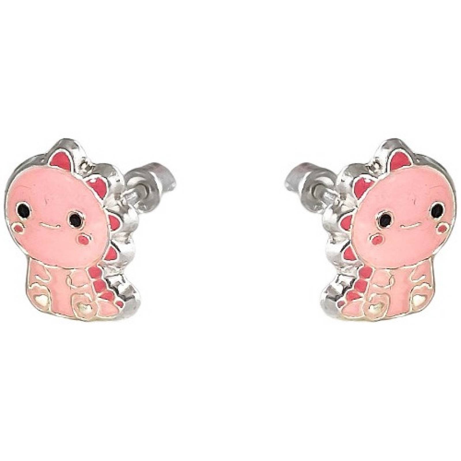 JOYARIS Aretes De Dinosaurio Niña Mujer Regalo Colores Plata Ley 925 A-0000042