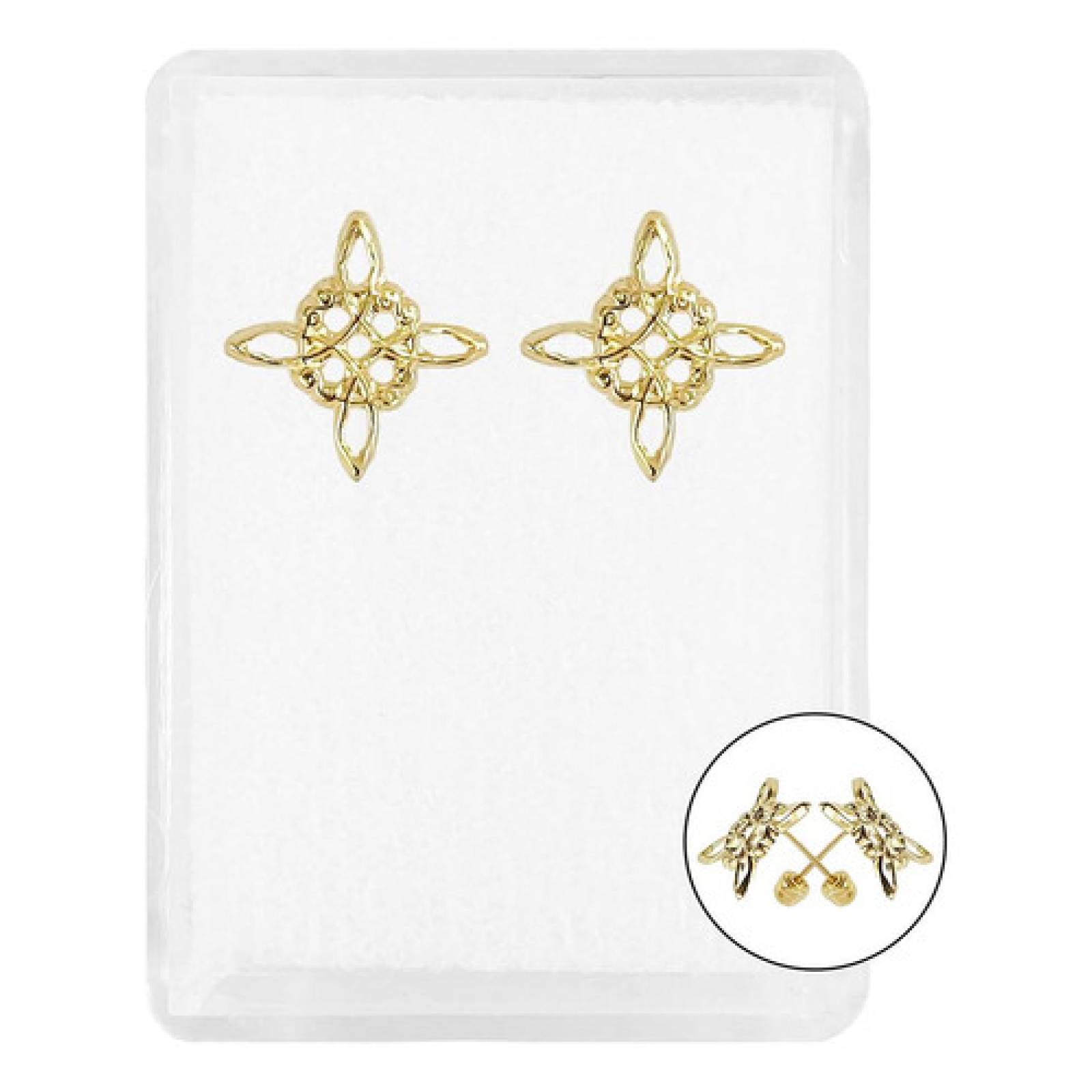 JOYARIS Aretes Broquel Pendiente Nudo De Bruja Mujer Oro De 10k A-0000122