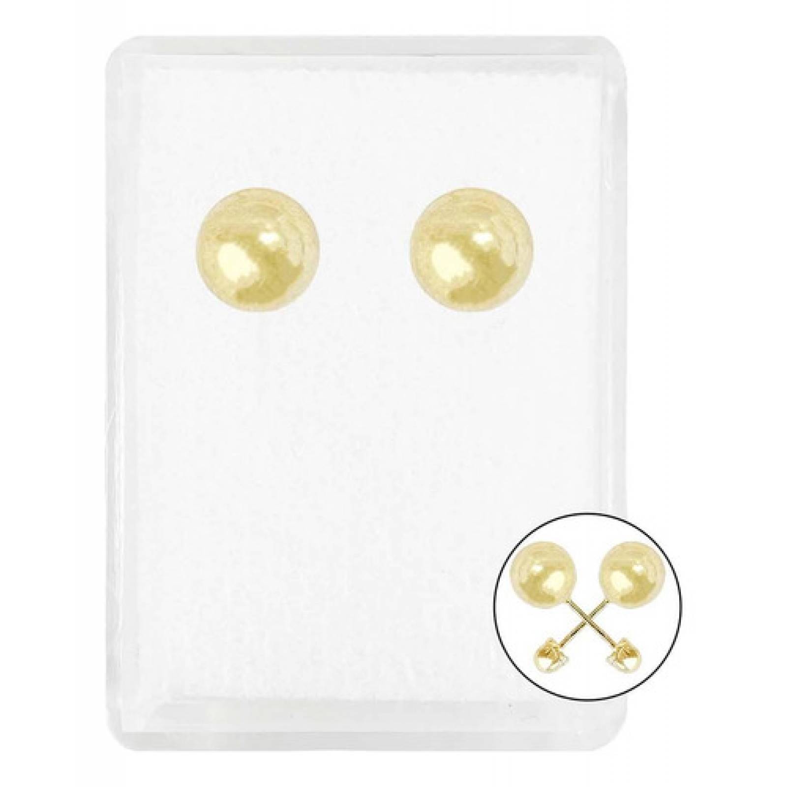 JOYARIS Arete Broquel Dormilona Bola Mujer Regalo #3 5 Mm Oro 10k A-0000141