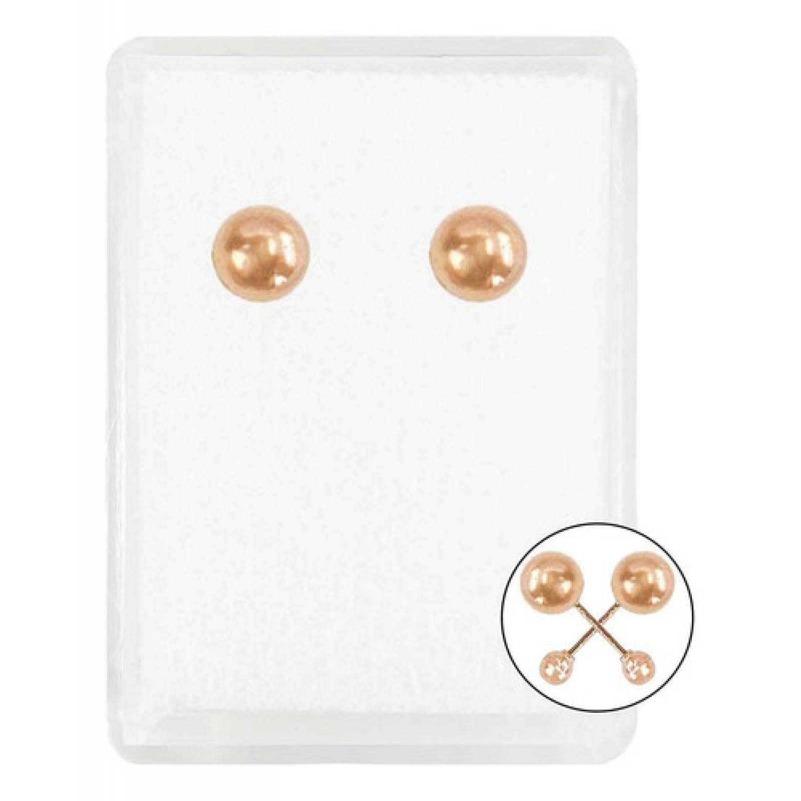 JOYARIS Arete Broquel Dormilona Bola Regalo #2 4 Mm Oro Rosa 10k A-0000153