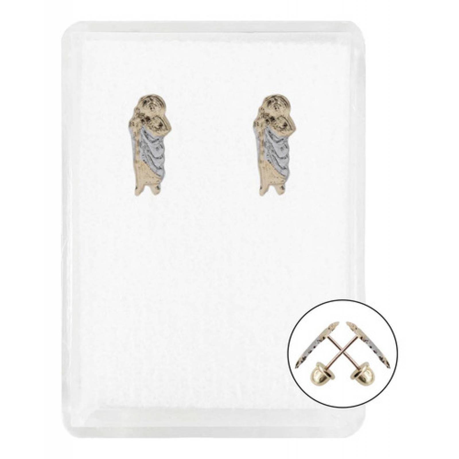 JOYARIS Arete Broquel Pendiente Chico San Judas Mujer Regalo Oro10k A-0000196