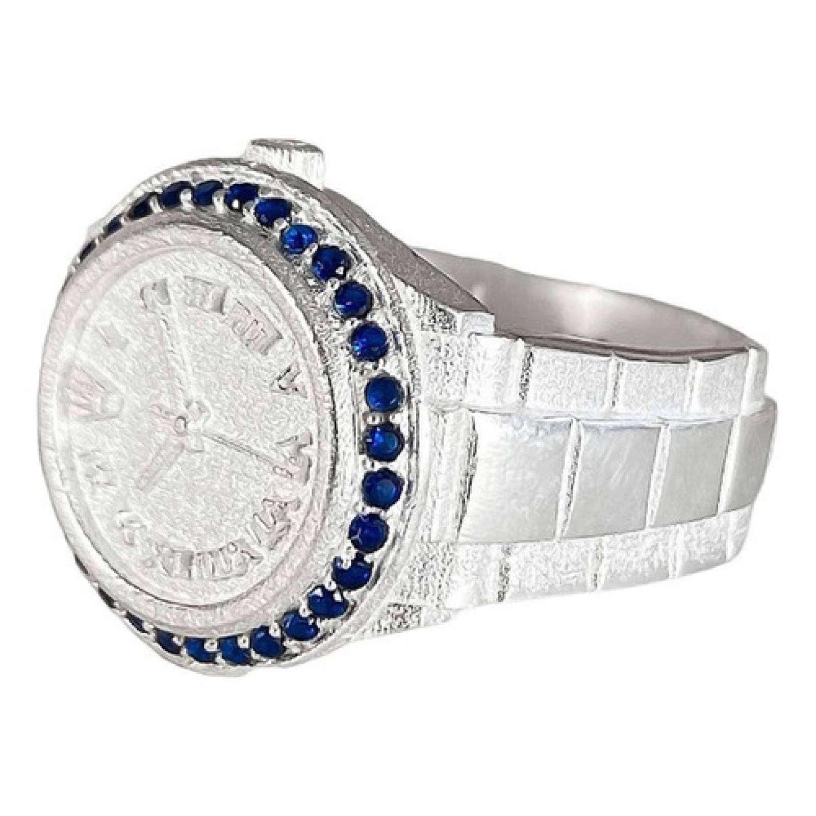 JOYARIS Anillo Estilo Rolex Con Zirconias Plata Fina Ley S925 Talla 11 AN-0000171