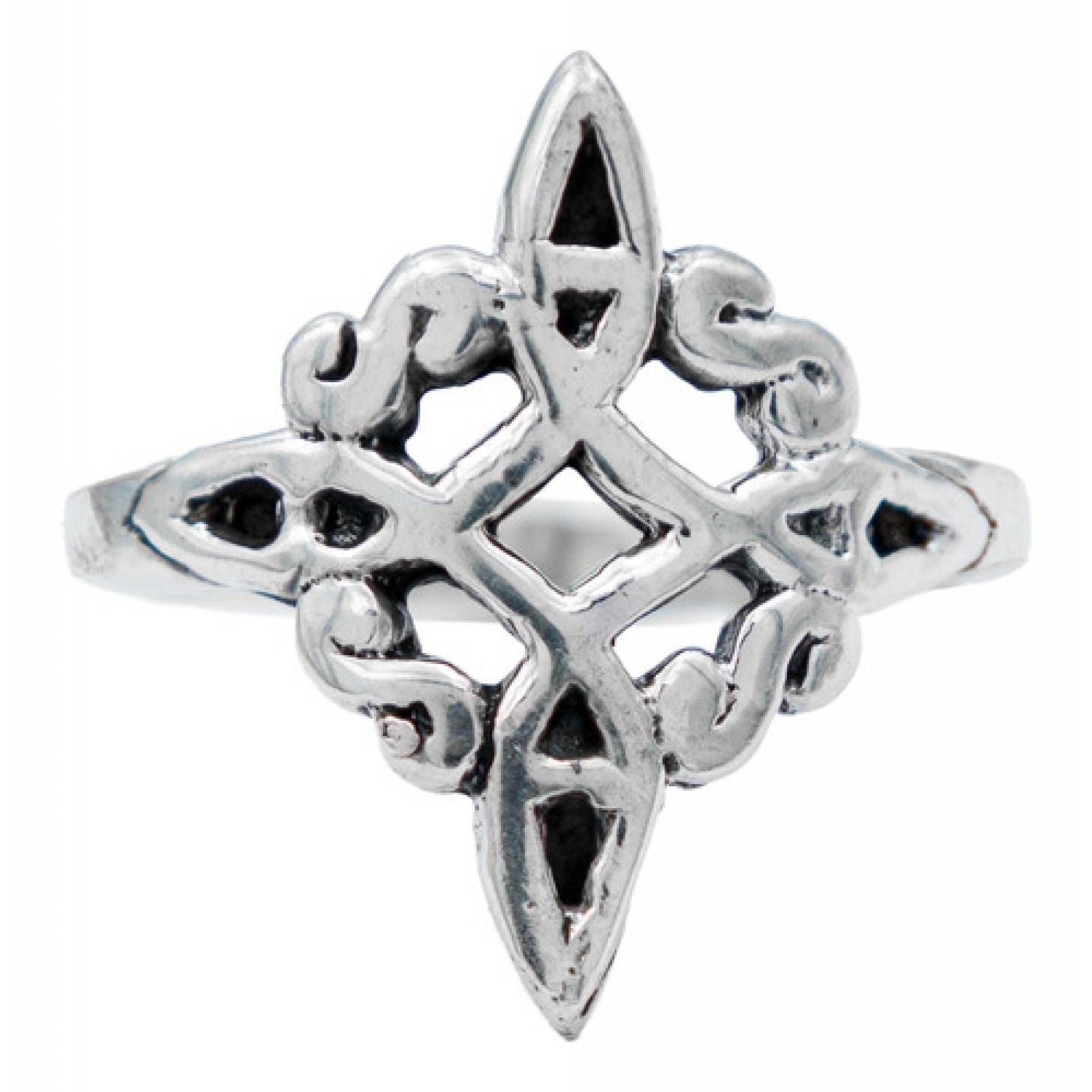JOYARIS Anillo Nudo Bruja Amuleto Celta Pavonado Artesanal Plata925 Talla 8 AN-0000564