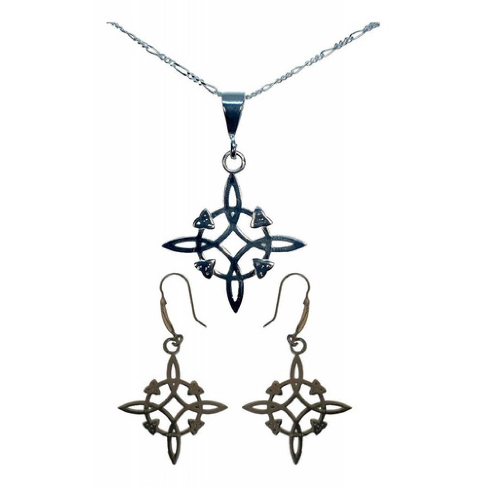 JOYARIS Kit Nudo De Bruja Cadena Gucci + Aretes +dije Plata 925 DM-0000448