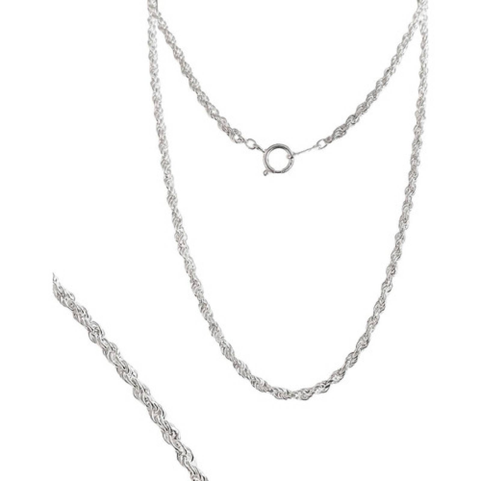 JOYARIS Collar Cadena Tejido Torzal Plata Fina Ley 925 55 Cm X 2 Mm DM-0000712