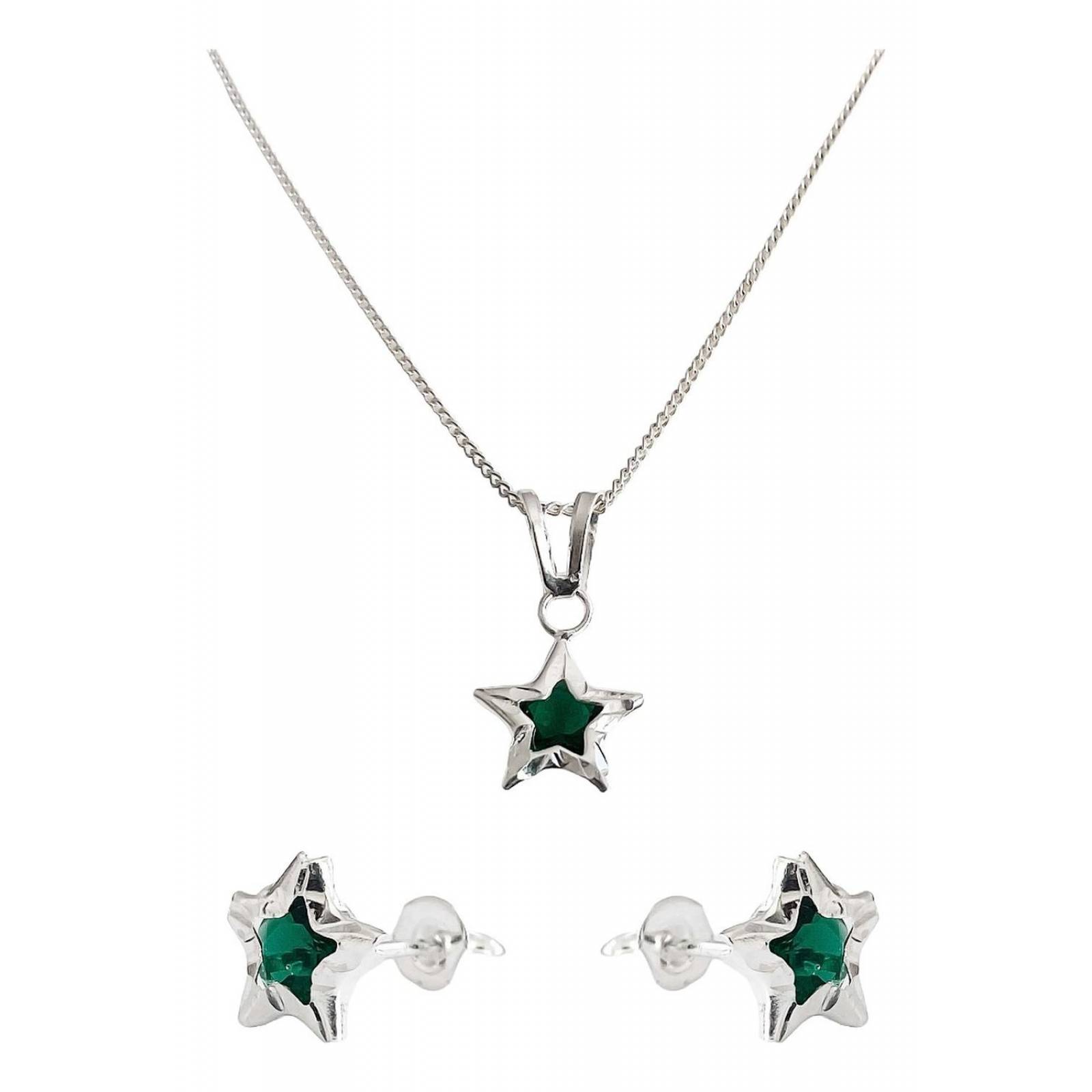 JOYARIS Juego Estrella Piedra Amor Regalo Mujer Promesa Plata 925 DM-0000834