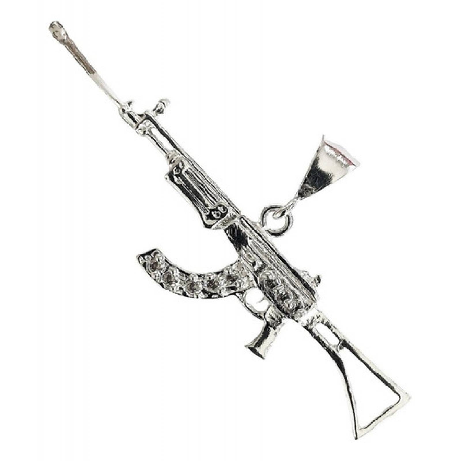 JOYARIS Dije Mediano Rifle Ak 47 Cuerno De Chivo Plata Solida 925 DM-0000933