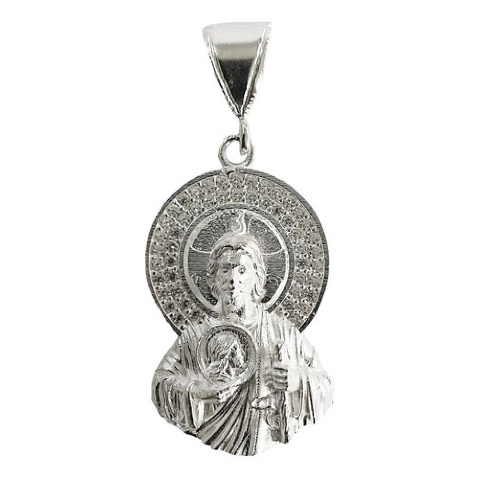 JOYARIS Dije Medalla Torso San Judas Tadeo Zirconias Plata 925 5 Cm DM-0000947
