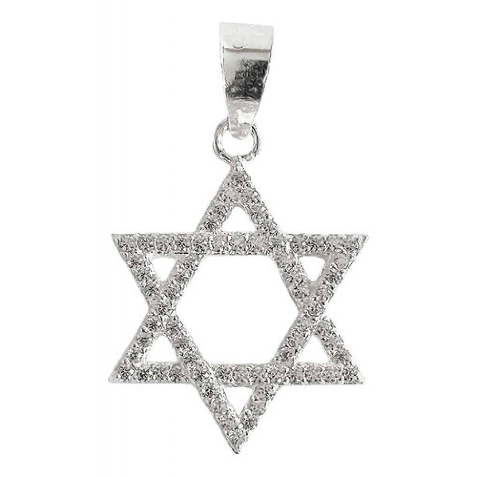JOYARIS Dije Estrella De David 6 Puntas Mediano Zirconias Plata 925 DM-0001312